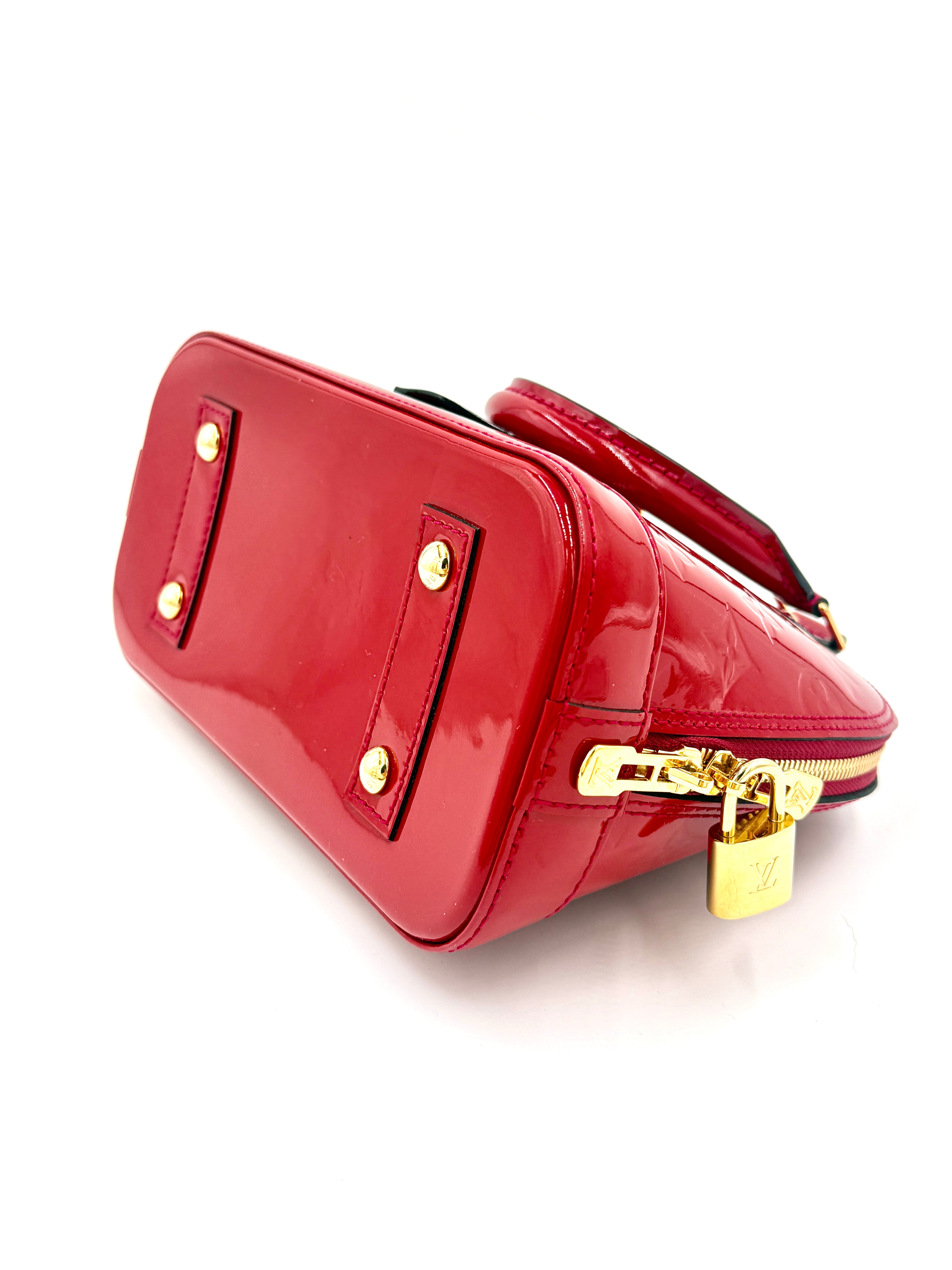 Pre-Owned Louis Vuitton Red Patent Vernis Leather Alma BB Bag - Authenticated