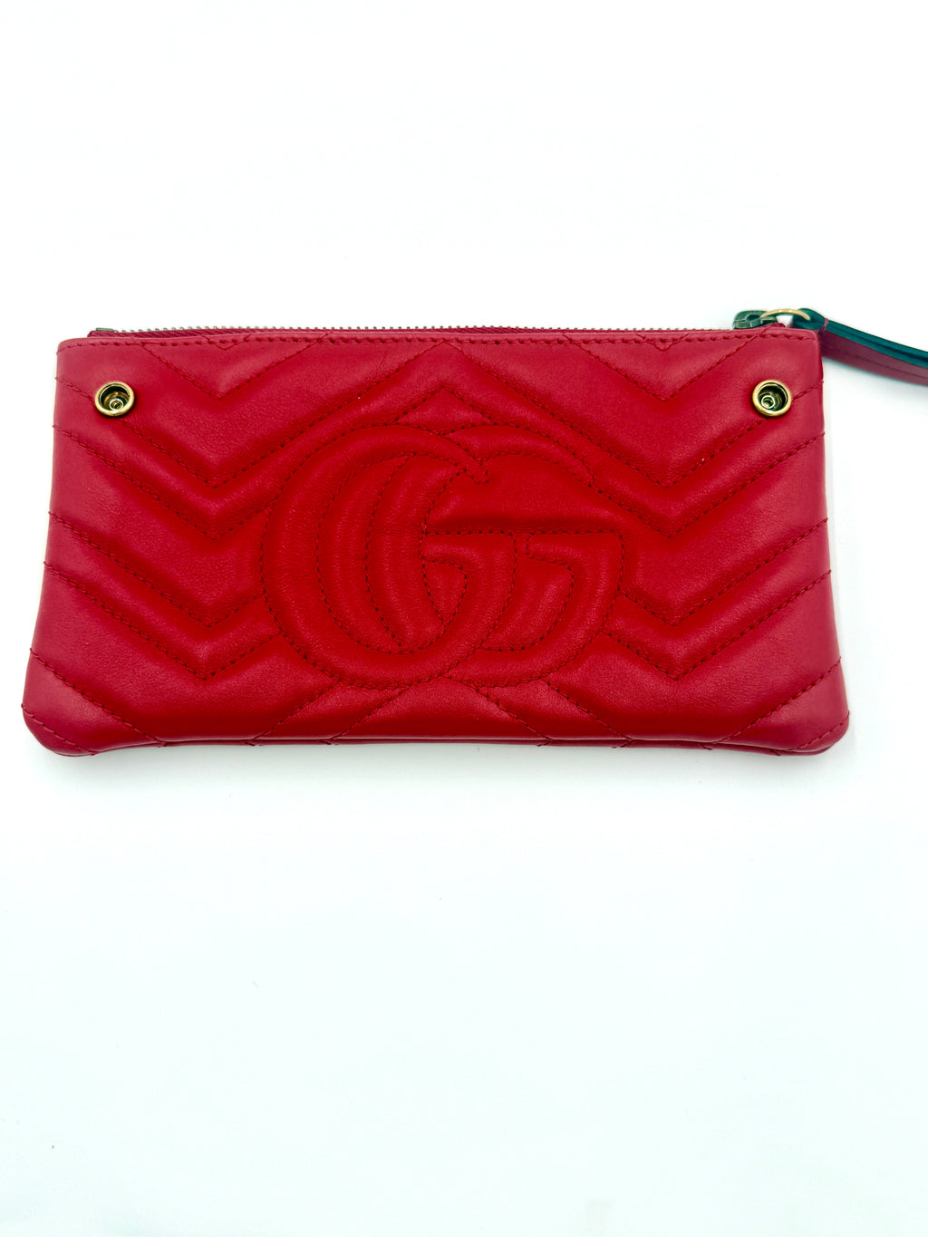Pre-Owned Gucci GG Marmont Red Leather Crossbody Bag Double Zip - Authenticated