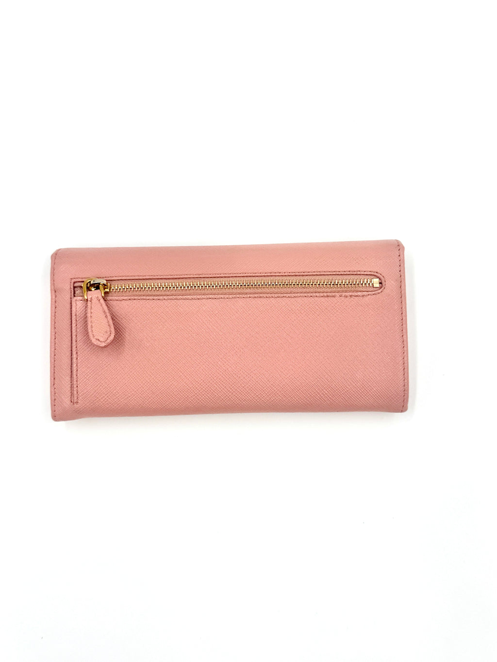 Pre-Owned Prada Pink Saffiano Leather Long Wallet (with chain) - Authenticated