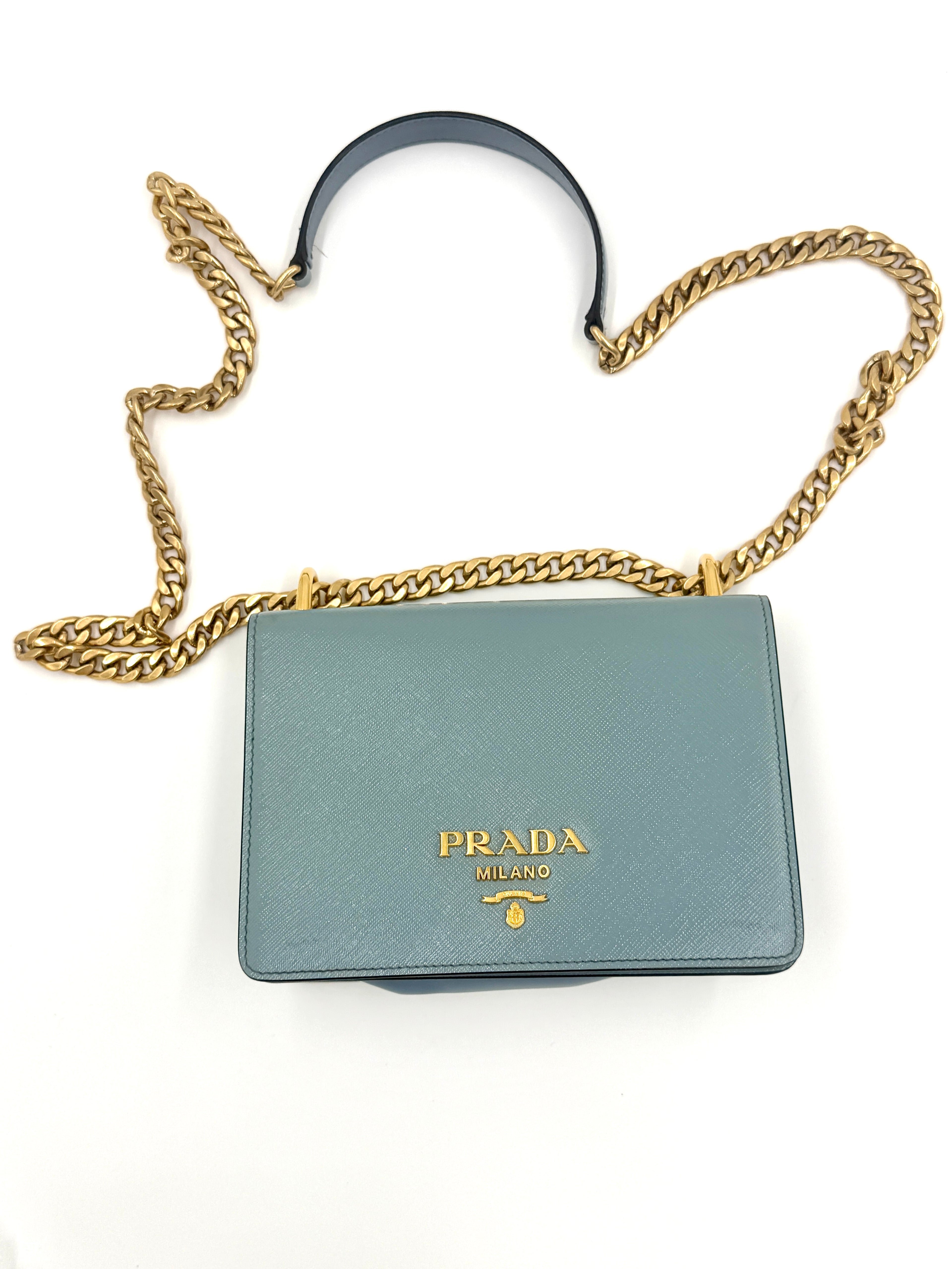 Pre-Owned Prada Blue Saffiano Leather Crossbody Shoulder Bag - Authenticated