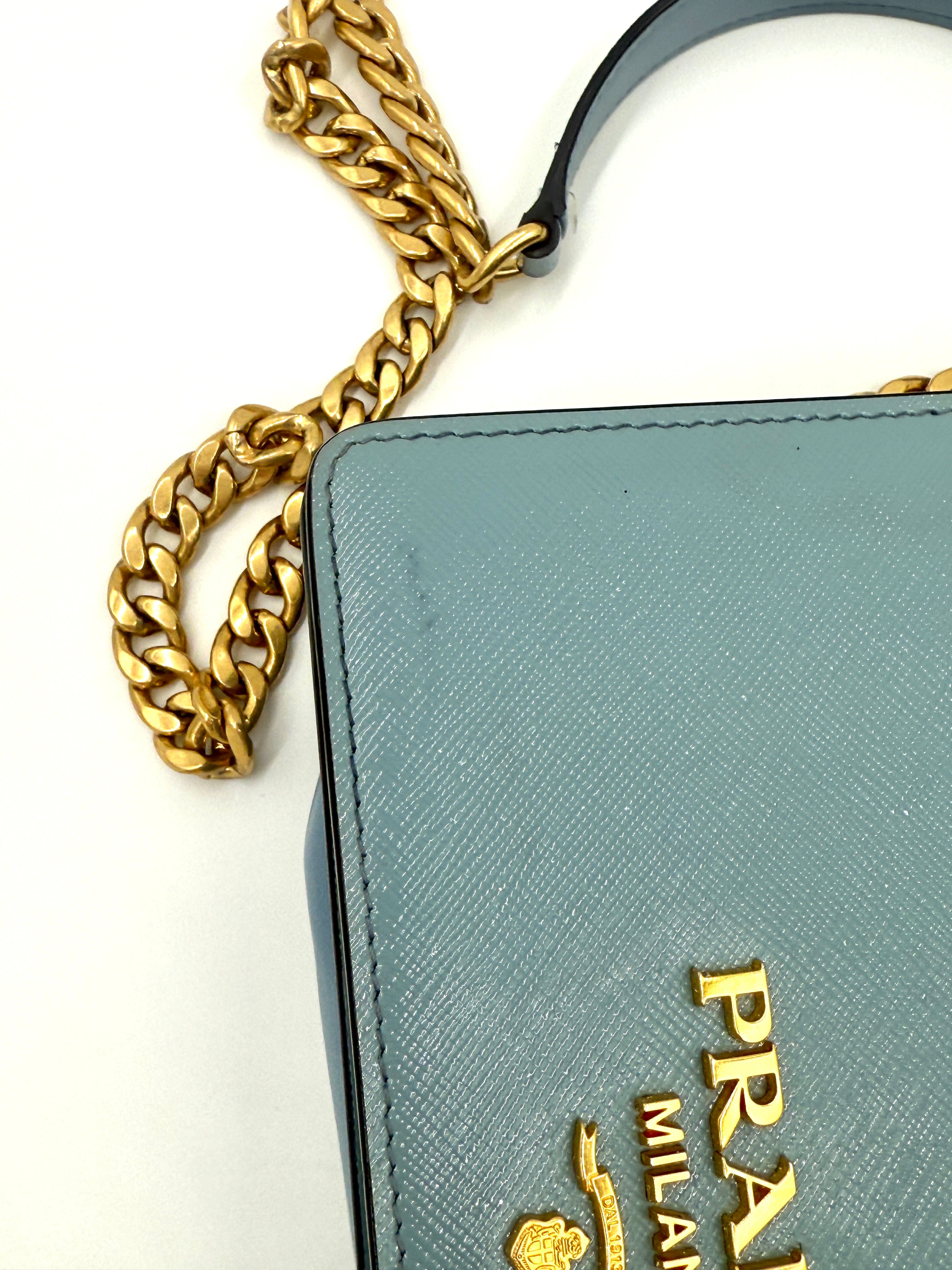 Pre-Owned Prada Blue Saffiano Leather Crossbody Shoulder Bag - Authenticated