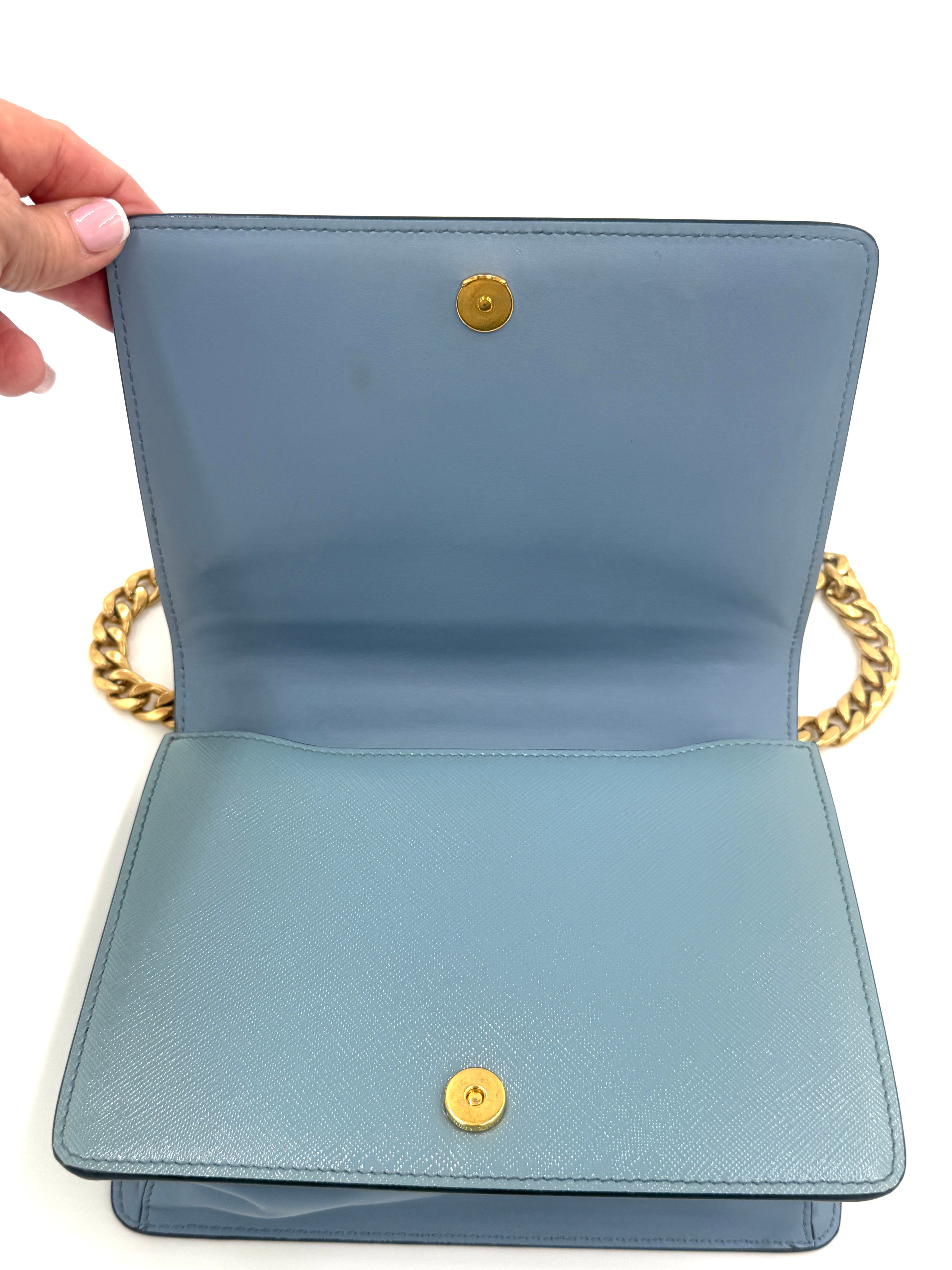 Pre-Owned Prada Blue Saffiano Leather Crossbody Shoulder Bag - Authenticated