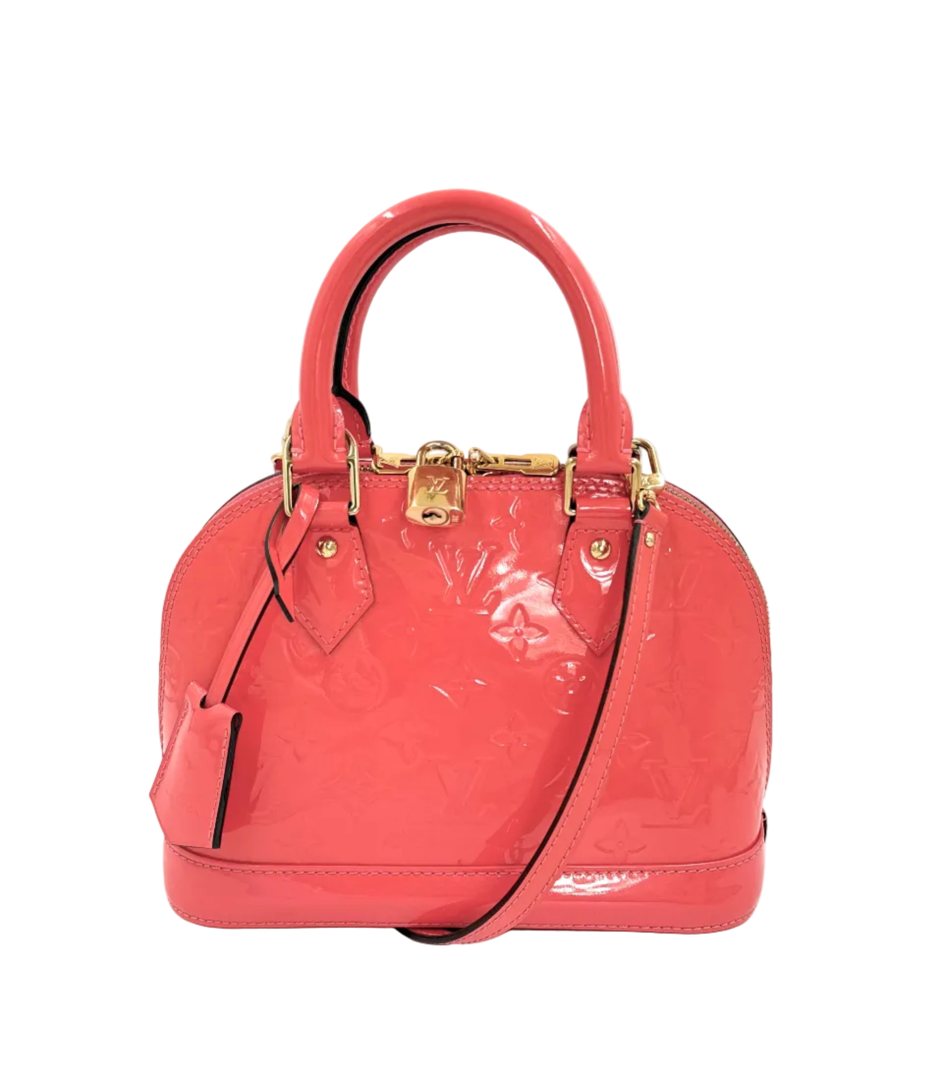 Pre-owned Louis Vuitton Alma BB Coral Vernis Patent Leather - Authenticated