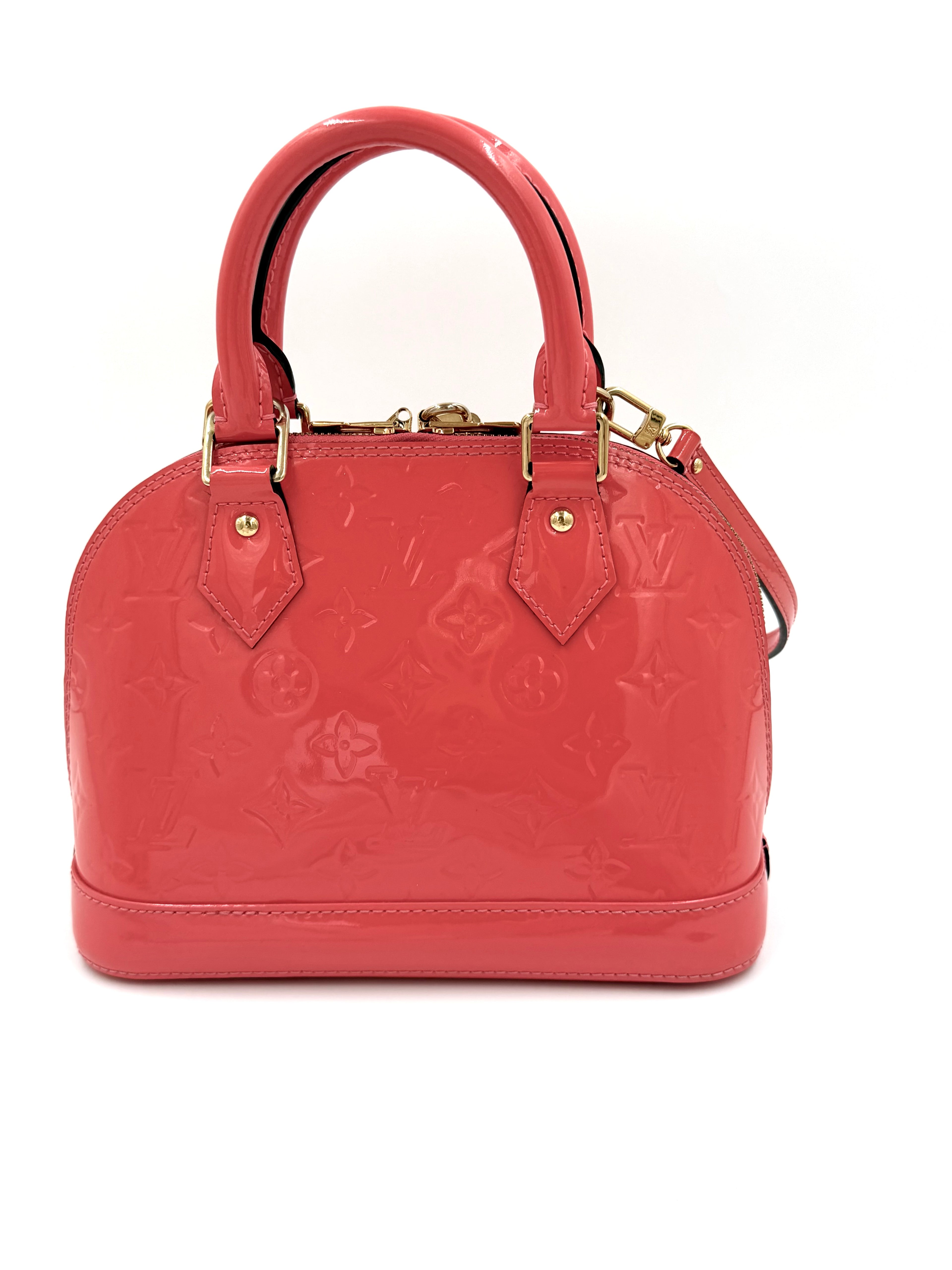 Pre-owned Louis Vuitton Alma BB Coral Vernis Patent Leather - Authenticated