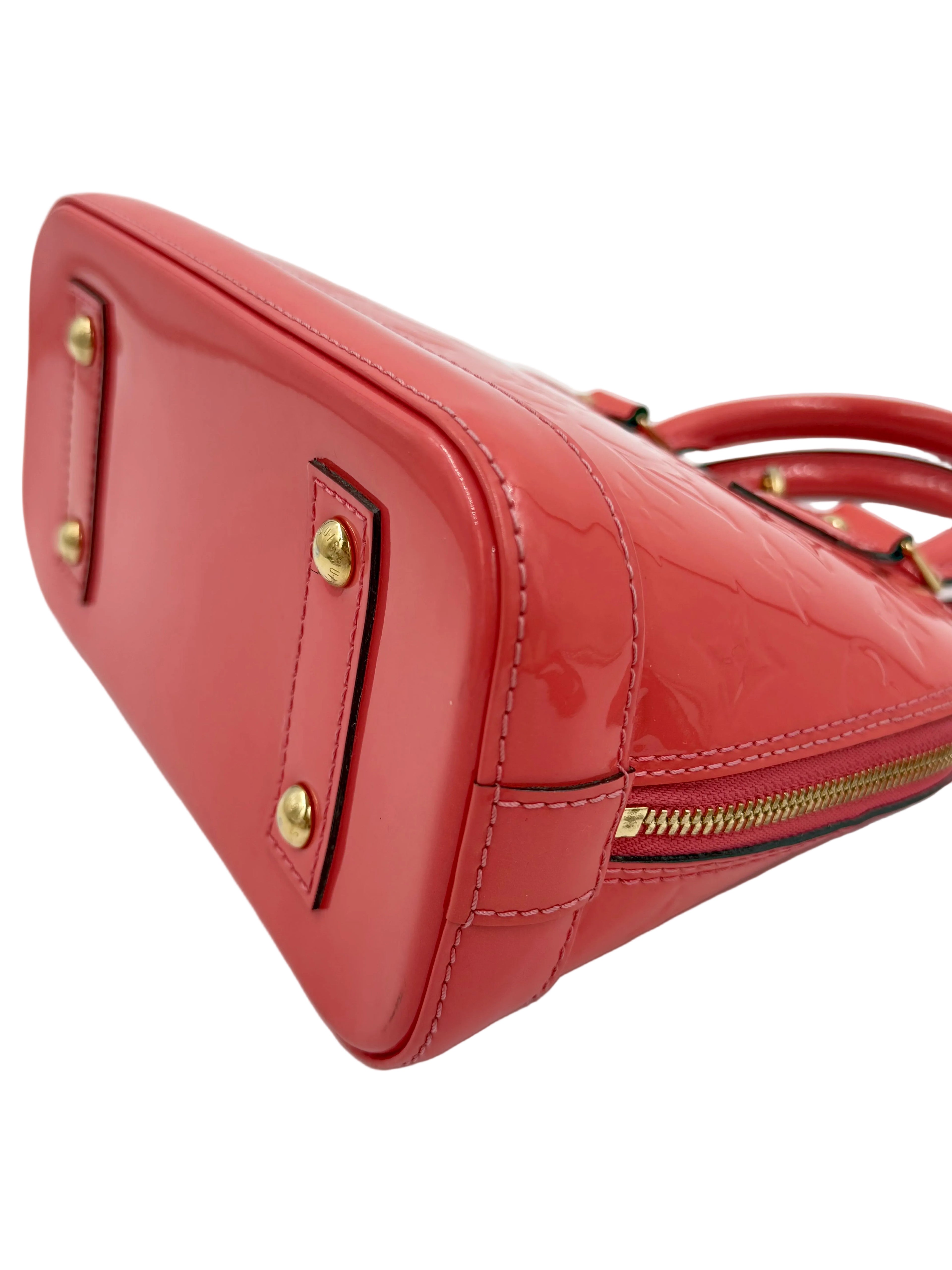 Pre-owned Louis Vuitton Alma BB Coral Vernis Patent Leather - Authenticated