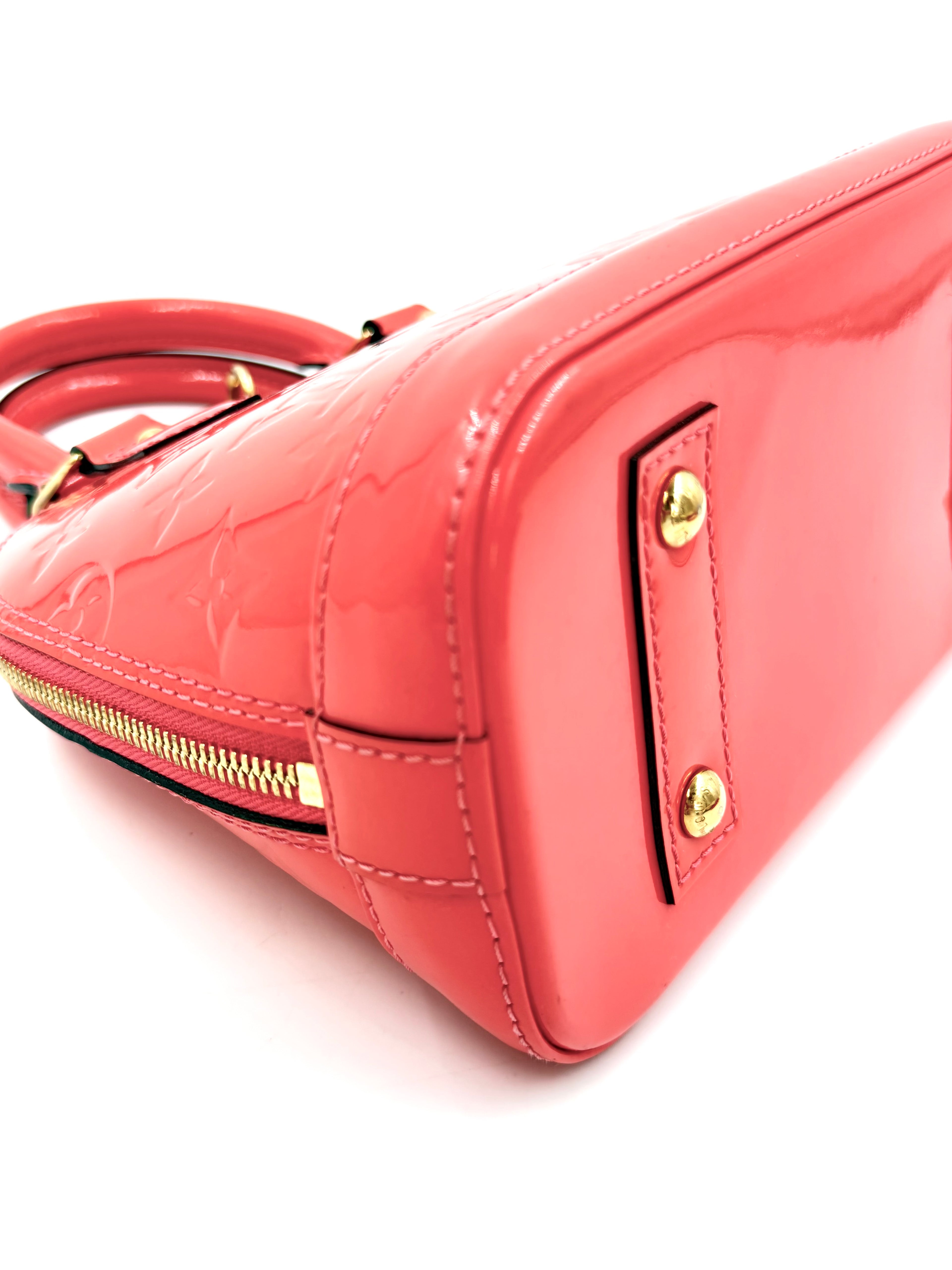 Pre-owned Louis Vuitton Alma BB Coral Vernis Patent Leather - Authenticated