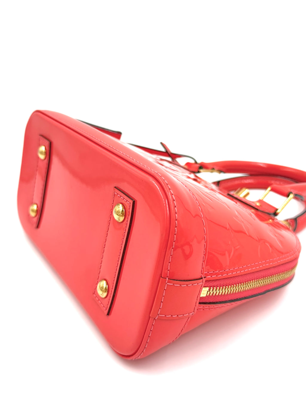 Pre-owned Louis Vuitton Alma BB Coral Vernis Patent Leather - Authenticated