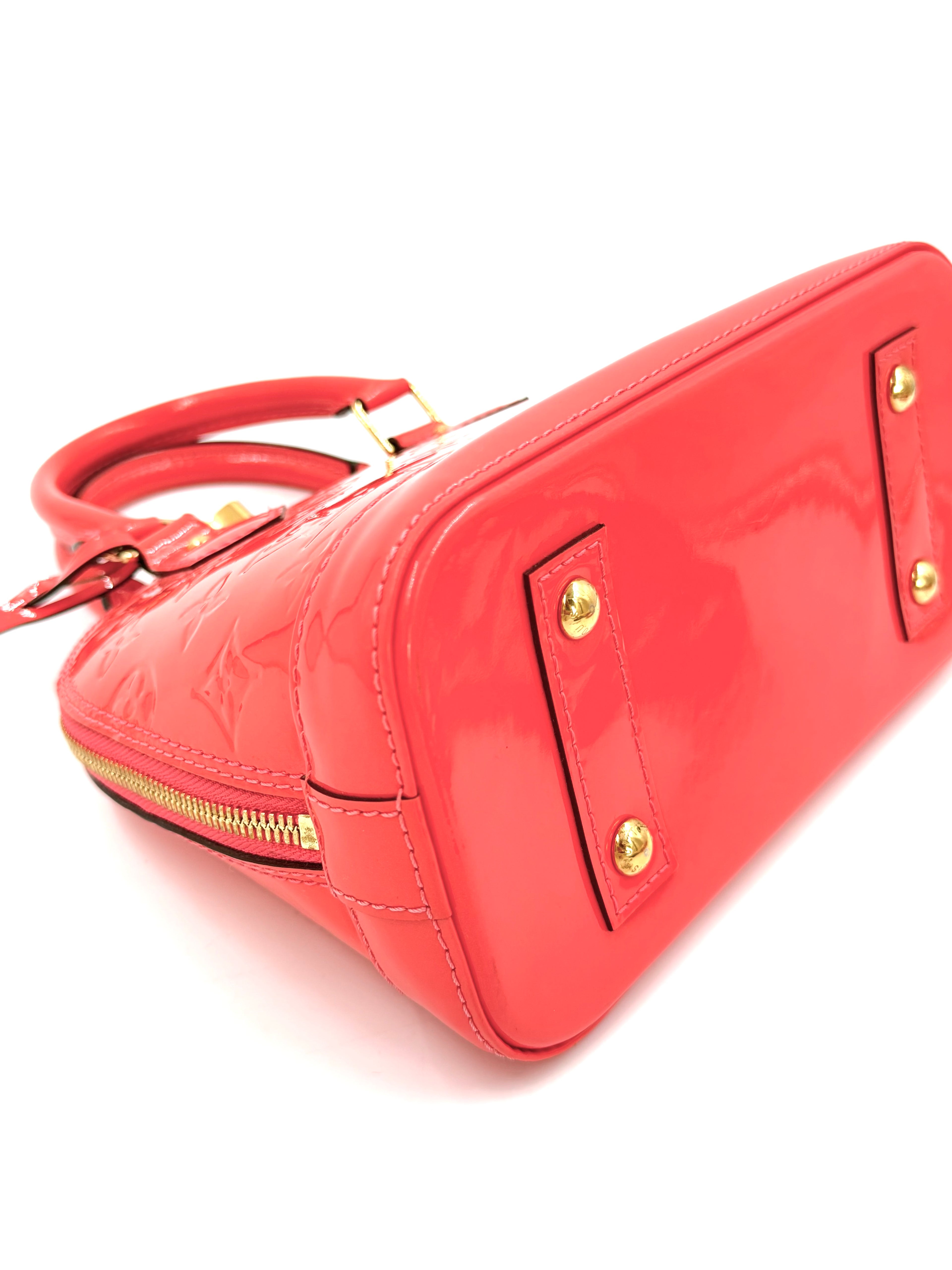 Pre-owned Louis Vuitton Alma BB Coral Vernis Patent Leather - Authenticated