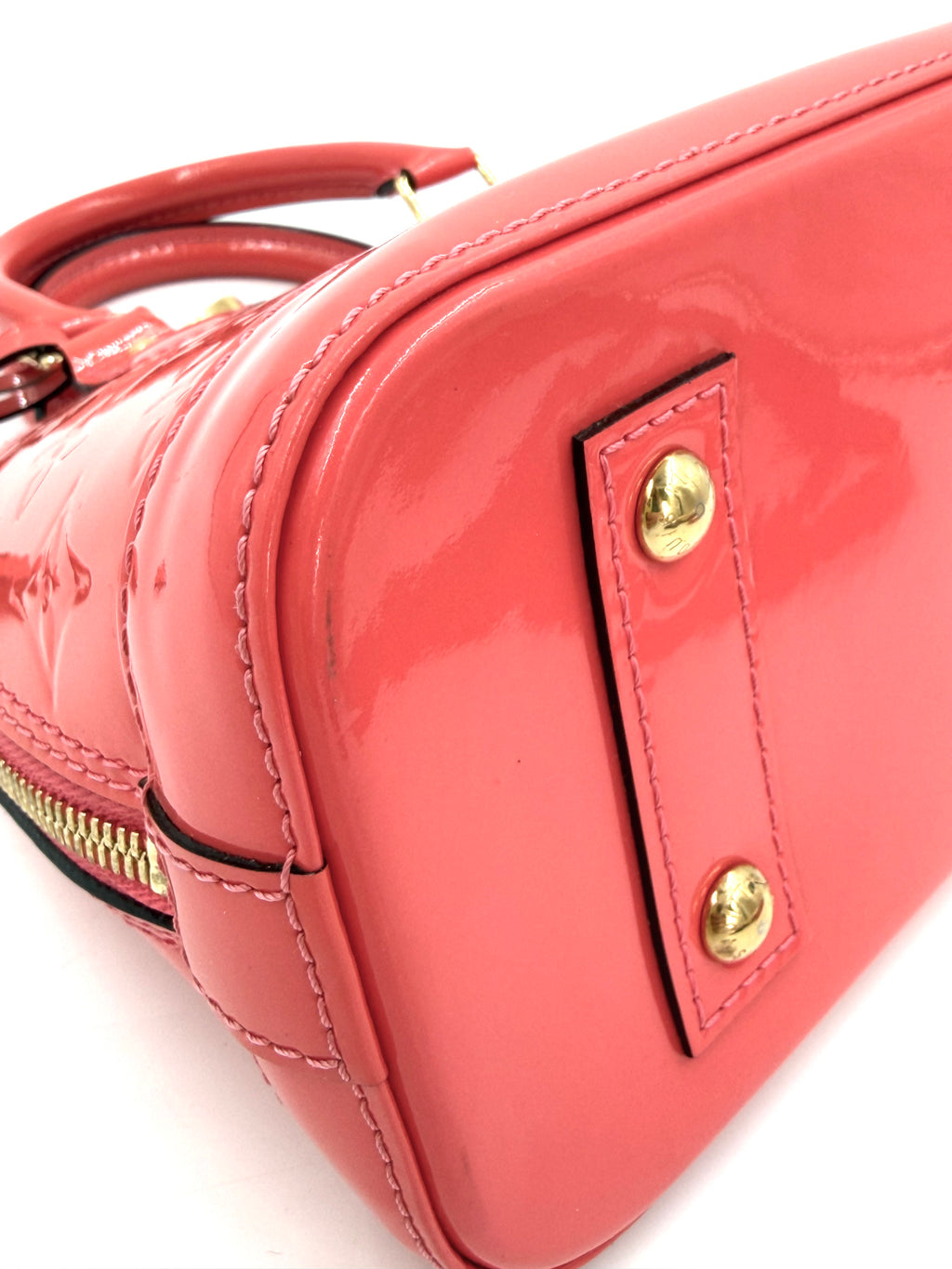 Pre-owned Louis Vuitton Alma BB Coral Vernis Patent Leather - Authenticated