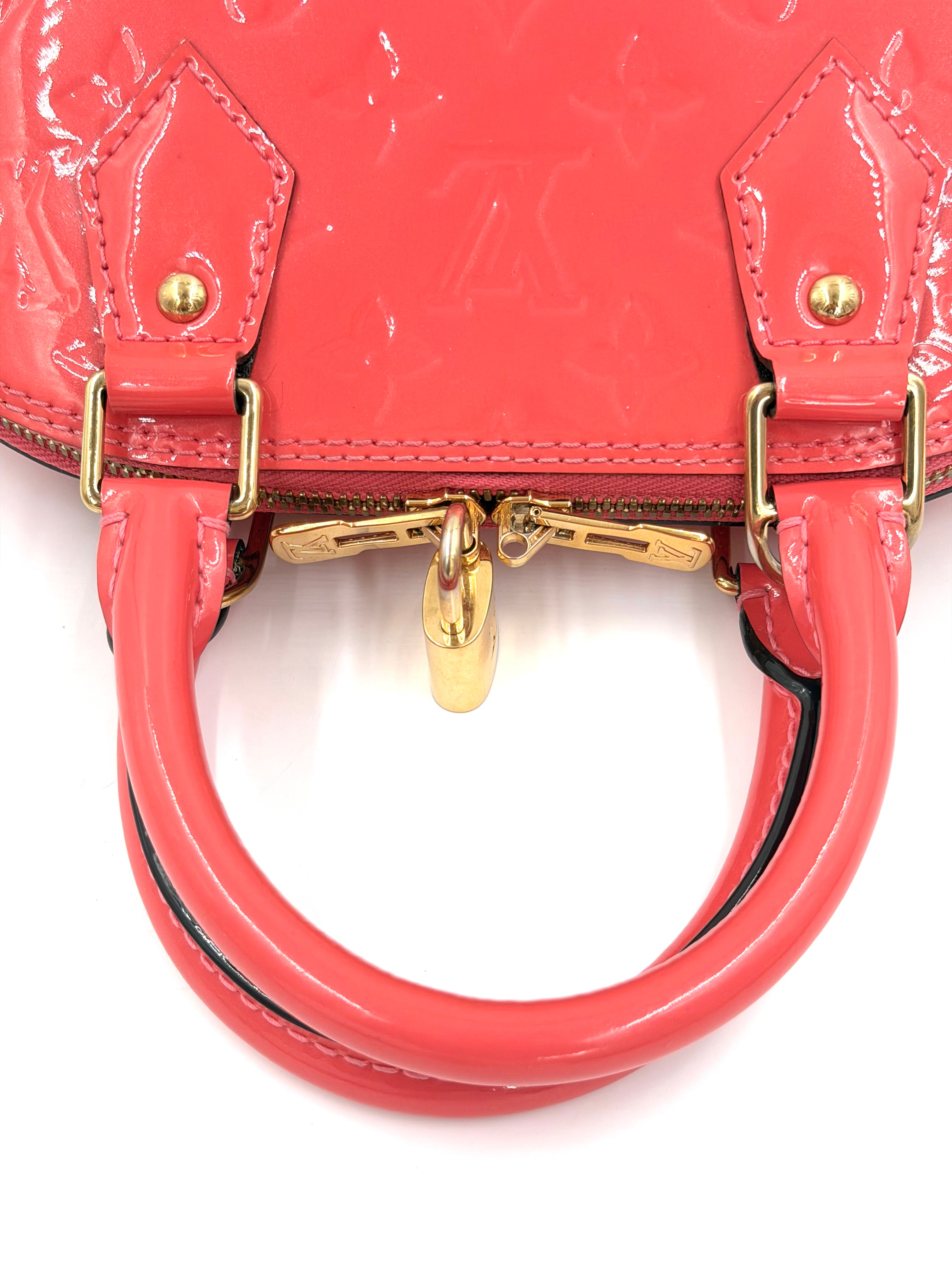 Pre-owned Louis Vuitton Alma BB Coral Vernis Patent Leather - Authenticated