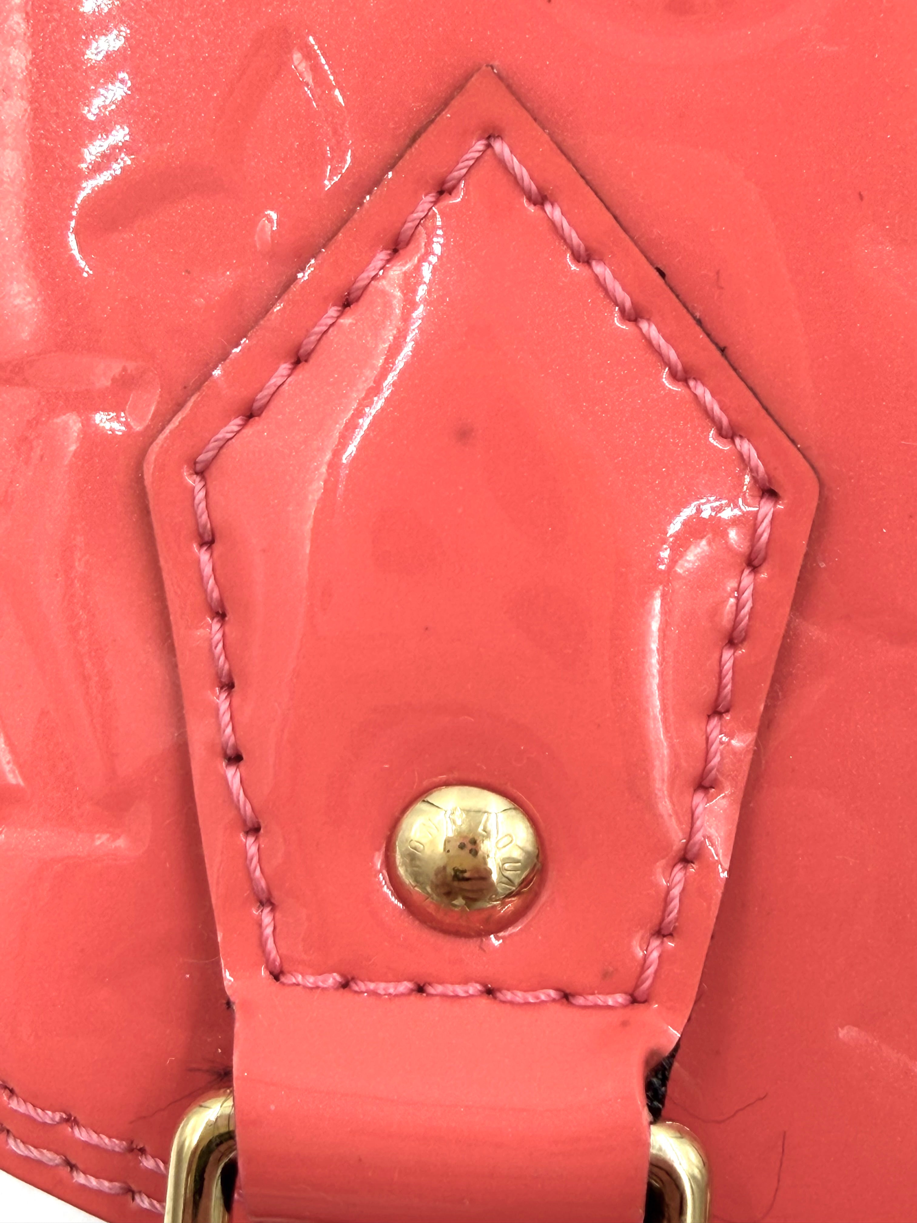 Pre-owned Louis Vuitton Alma BB Coral Vernis Patent Leather - Authenticated