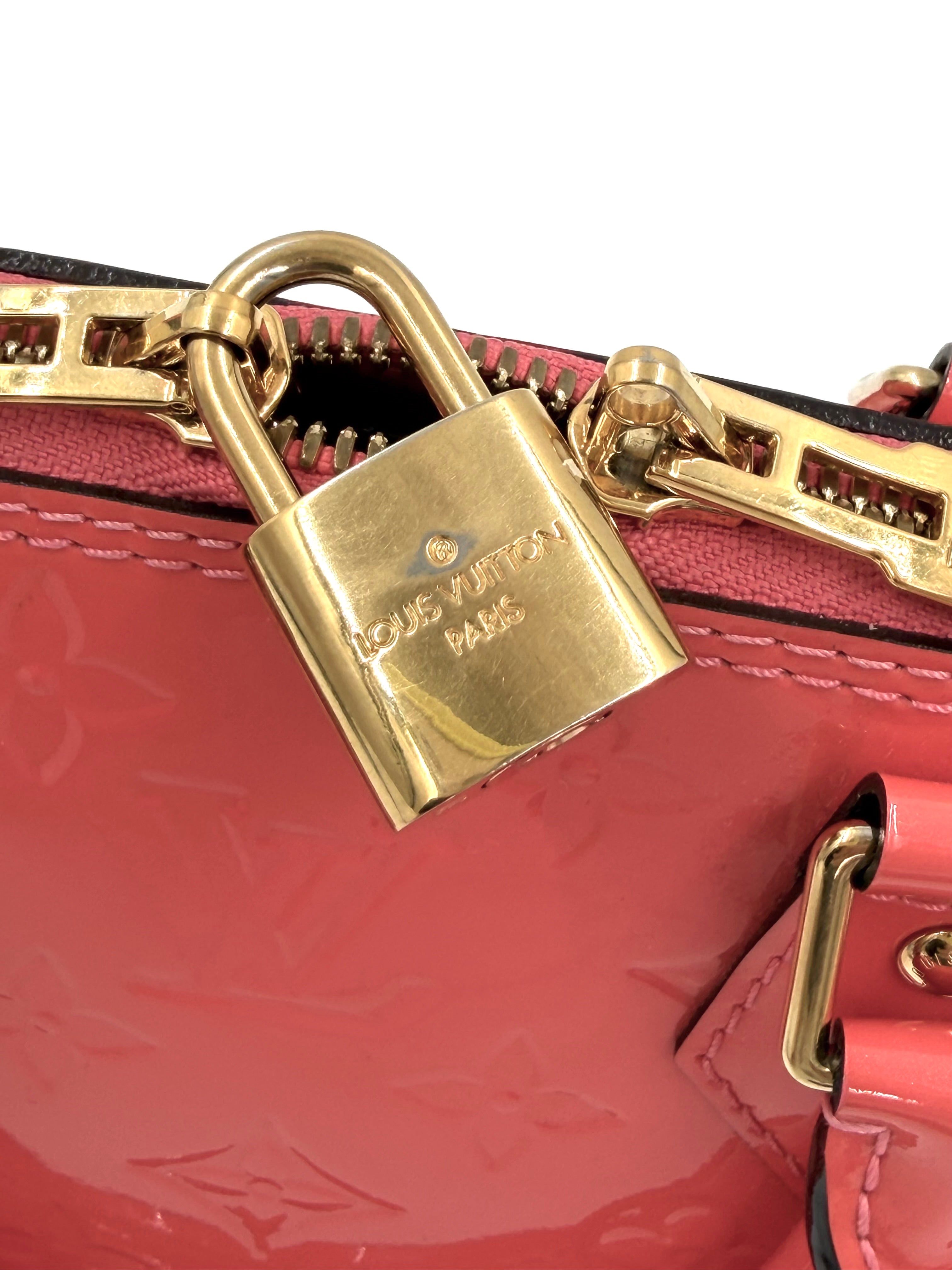 Pre-owned Louis Vuitton Alma BB Coral Vernis Patent Leather - Authenticated