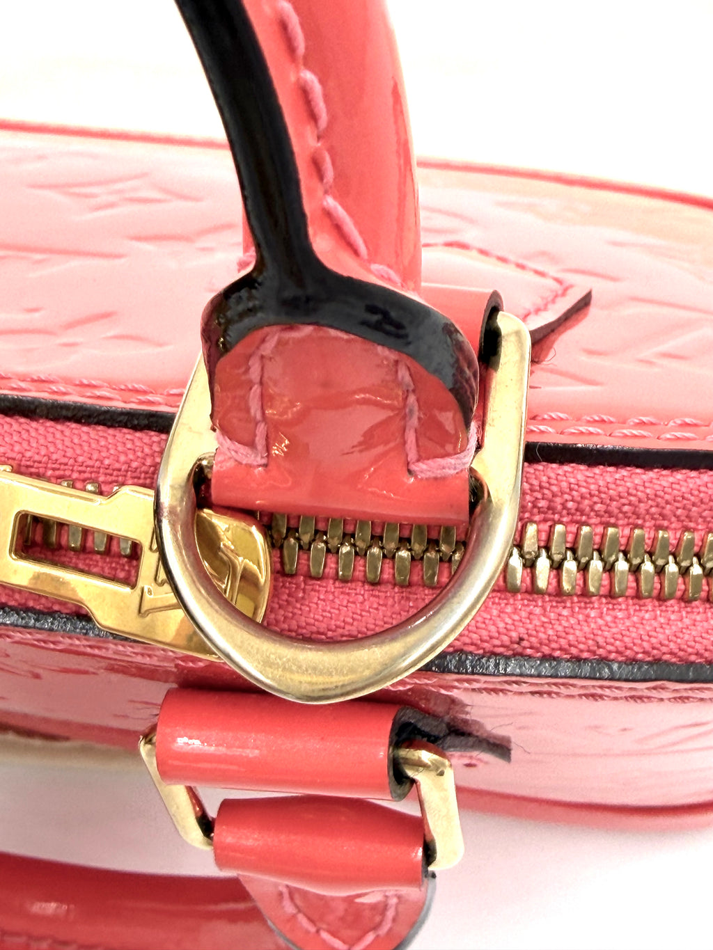Pre-owned Louis Vuitton Alma BB Coral Vernis Patent Leather - Authenticated