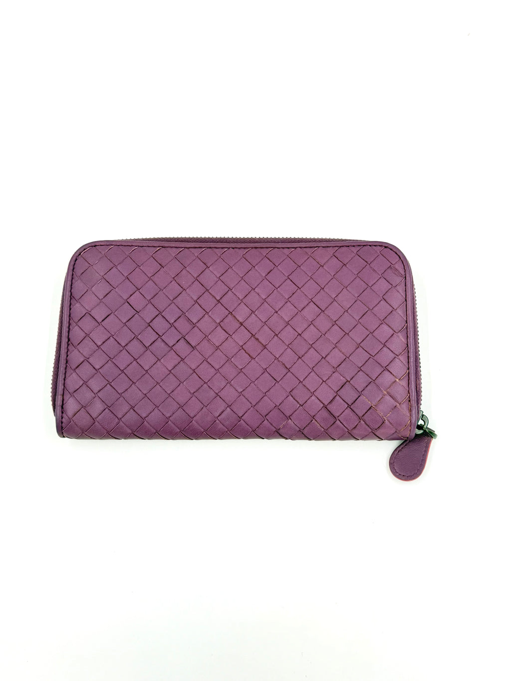 Pre-owned Bottega Veneta Intrecciato Leather Zip Around Wallet Purple Orchid - Authenticated