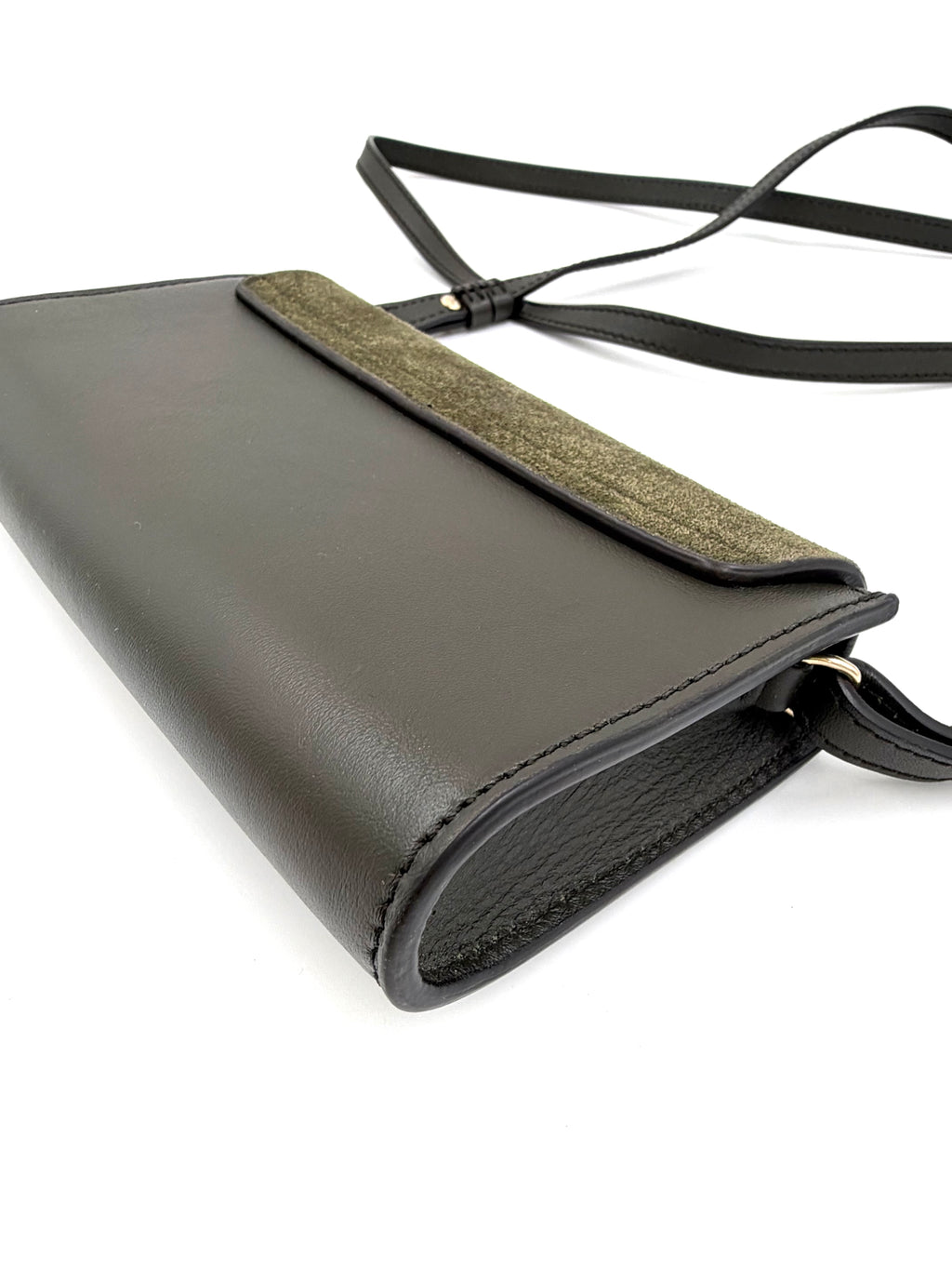 Pre-owned Chloe Faye Crossbody Wallet Olive Suede and Leather Mixed Metal Hardware - Authenticated