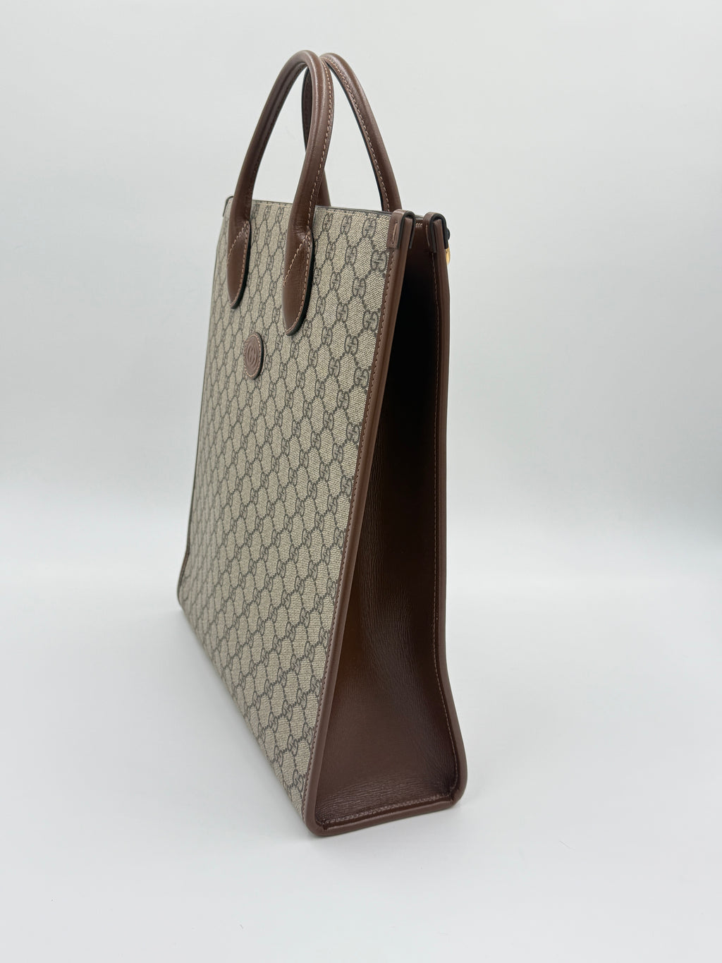 Pre-Owned GUCCI Brown GG Supreme Canvas Interlocking GG Tote Medium - Authenticated
