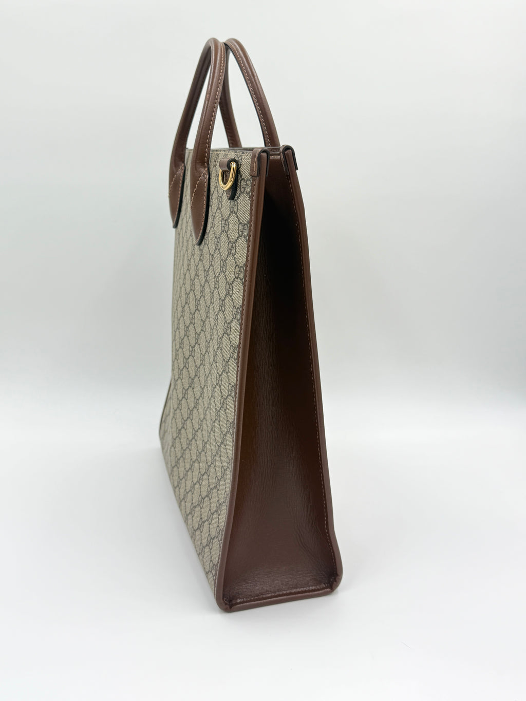 Pre-Owned GUCCI Brown GG Supreme Canvas Interlocking GG Tote Medium - Authenticated