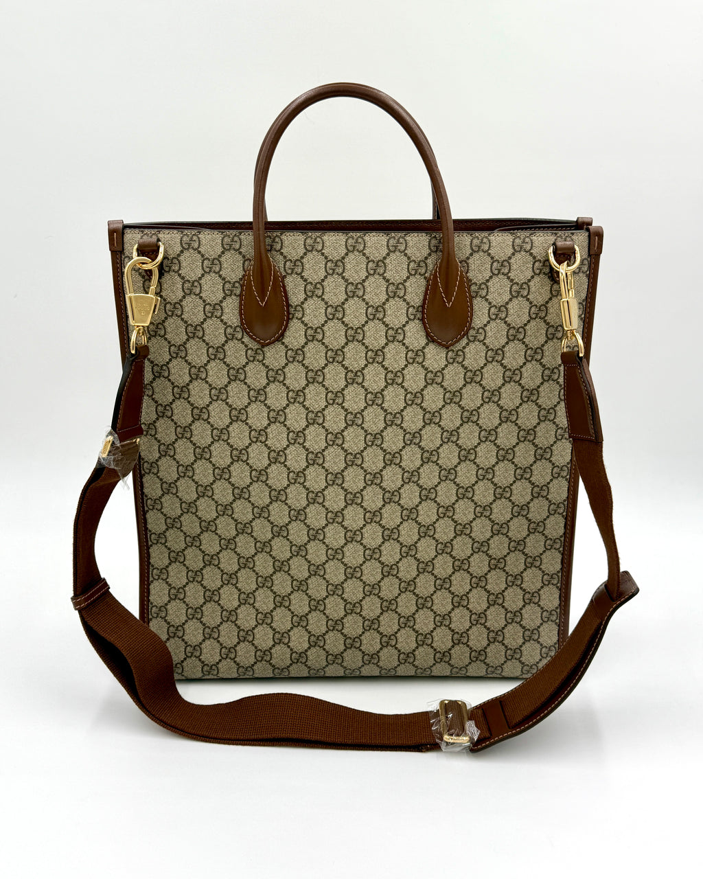 Pre-Owned GUCCI Brown GG Supreme Canvas Interlocking GG Tote Medium - Authenticated