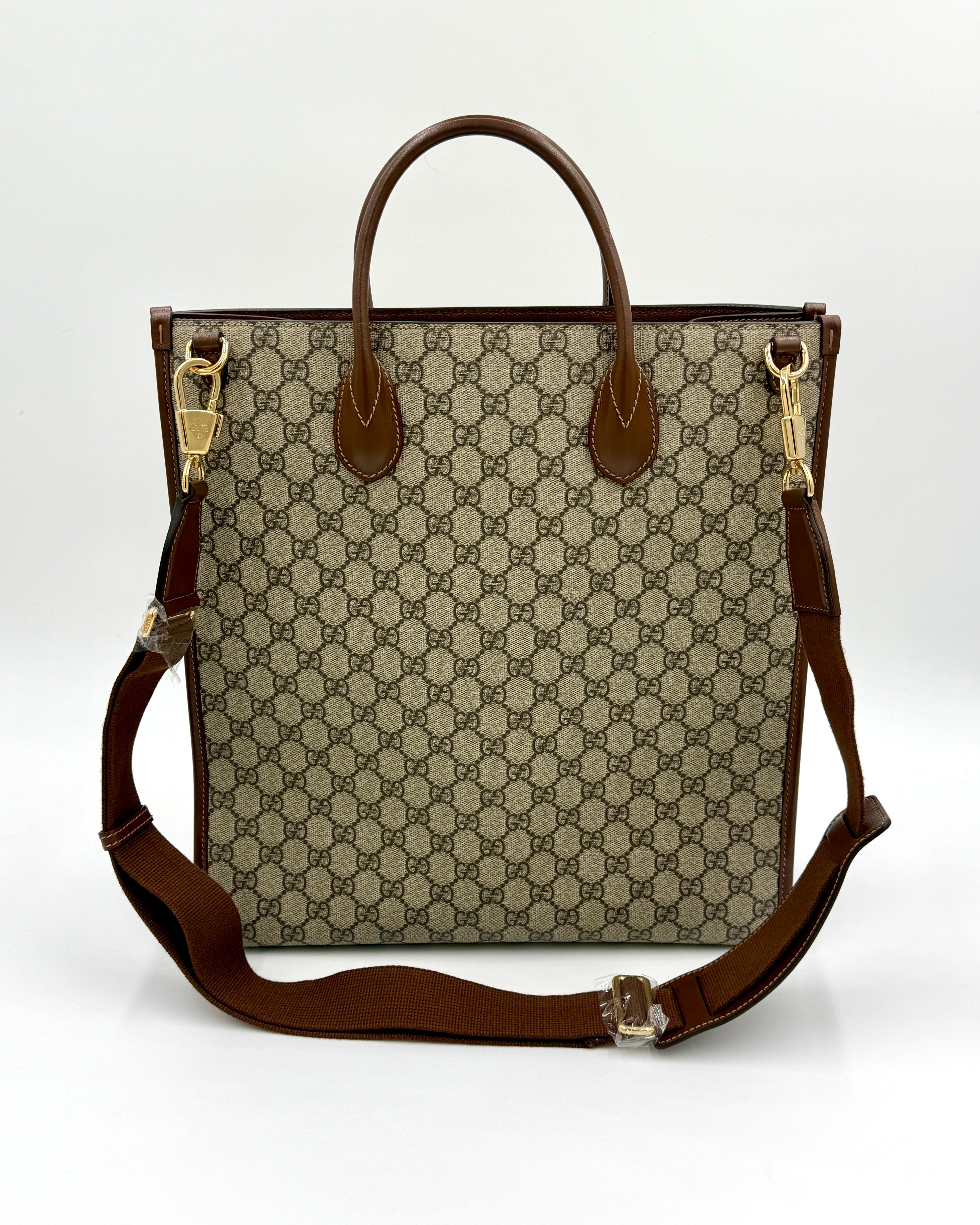Pre-Owned GUCCI Brown GG Supreme Canvas Interlocking GG Tote Medium - Authenticated