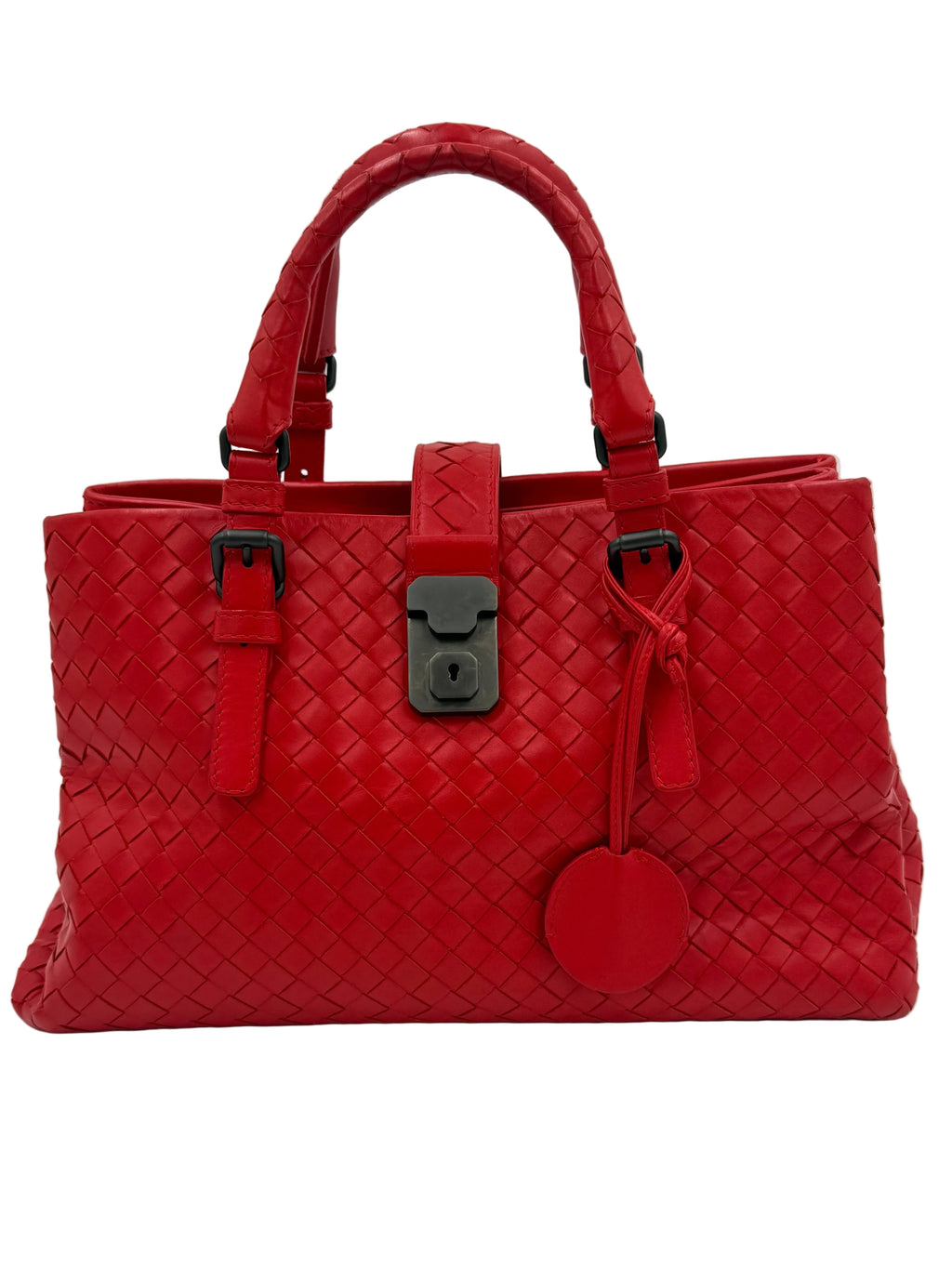 Pre-Owned Bottega Veneta Red Intrecciato Leather Top Handle Bag - Authenticated