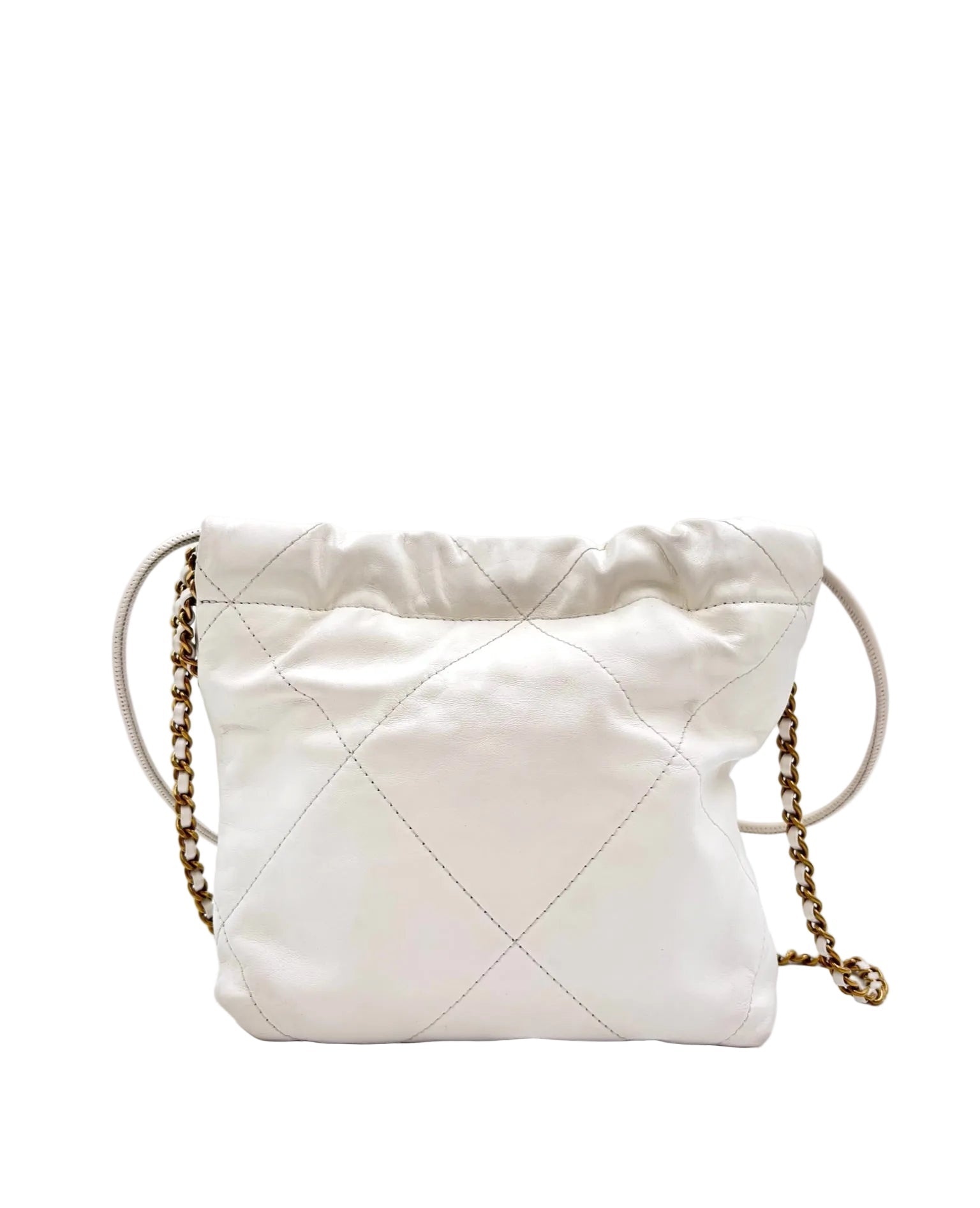 Pre-owned Chanel White Mini 22 with Gold Hardware - Authenticated