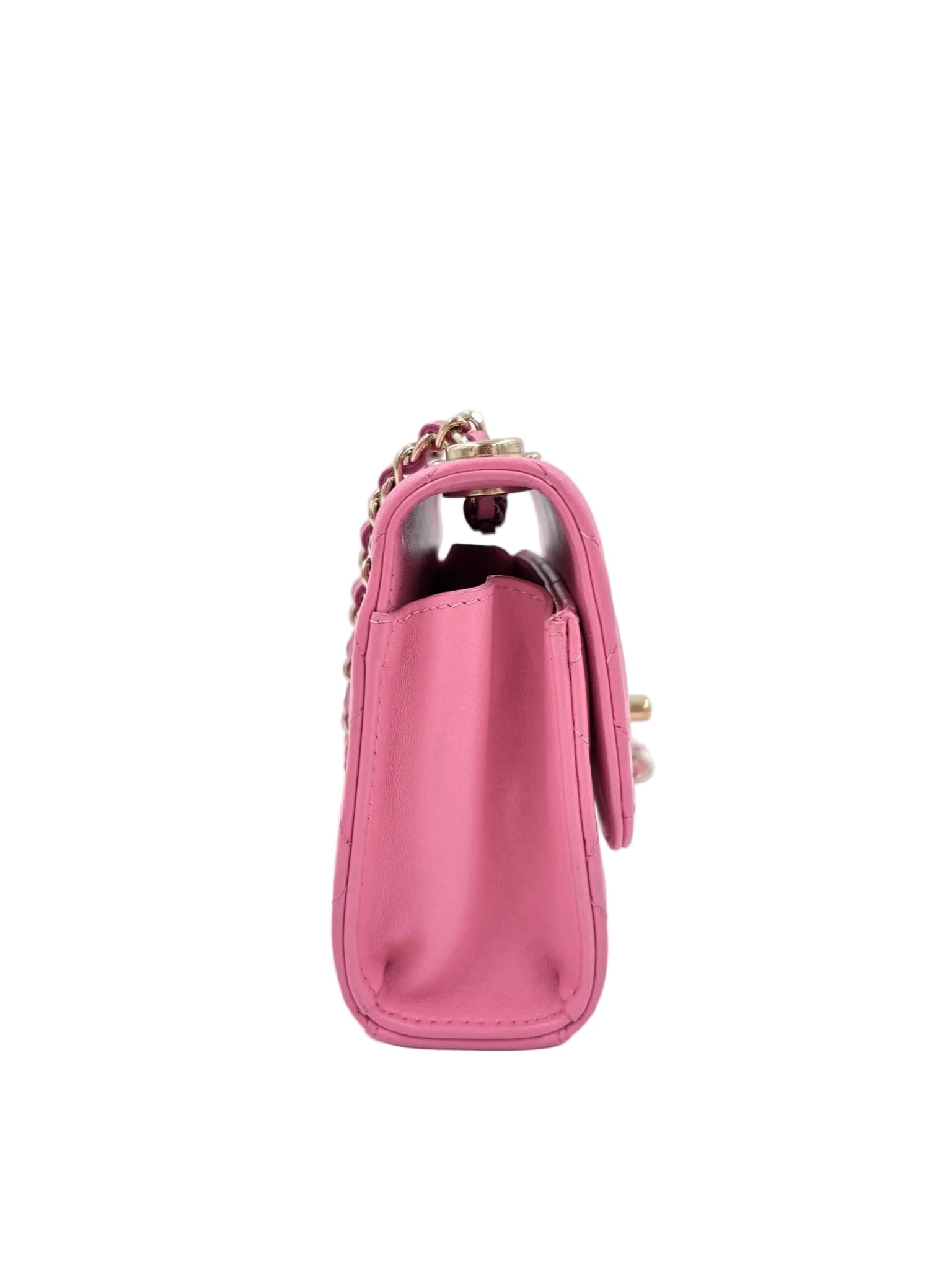 Pre-owned Chanel Pink Lambskin Mini Trendy CC Clutch with Chain - Authenticated