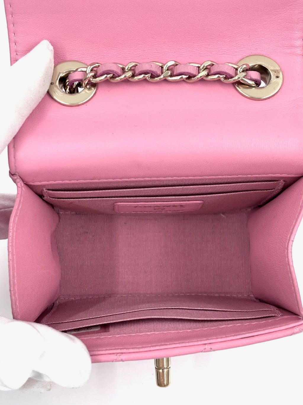 Pre-owned Chanel Pink Lambskin Mini Trendy CC Clutch with Chain - Authenticated