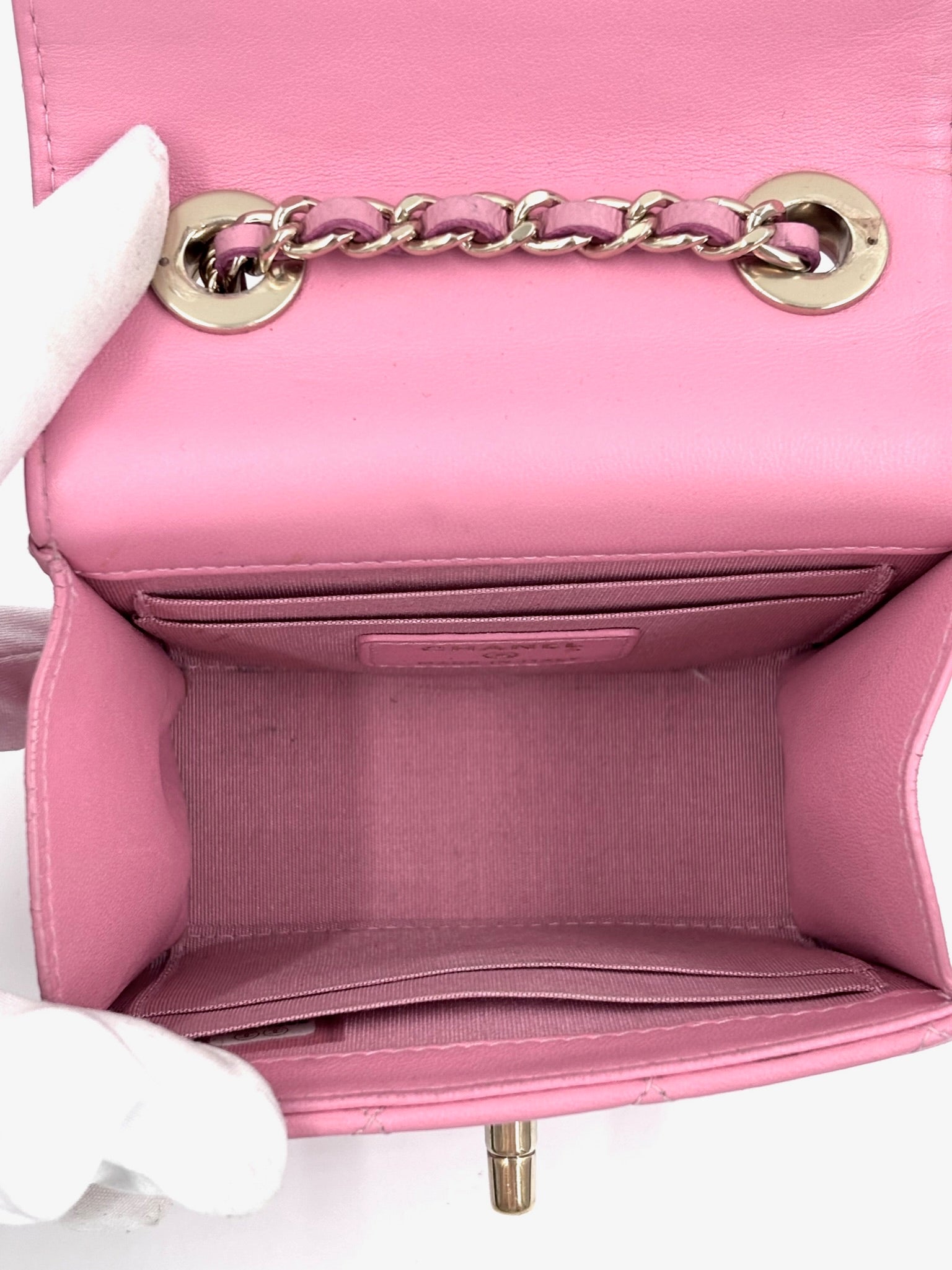 Pre-owned Chanel Pink Lambskin Mini Trendy CC Clutch with Chain - Authenticated