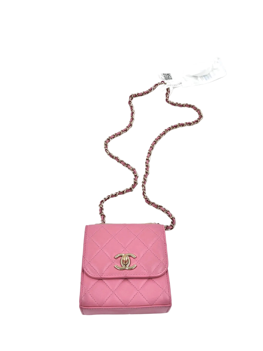 Pre-owned Chanel Pink Lambskin Mini Trendy CC Clutch with Chain - Authenticated