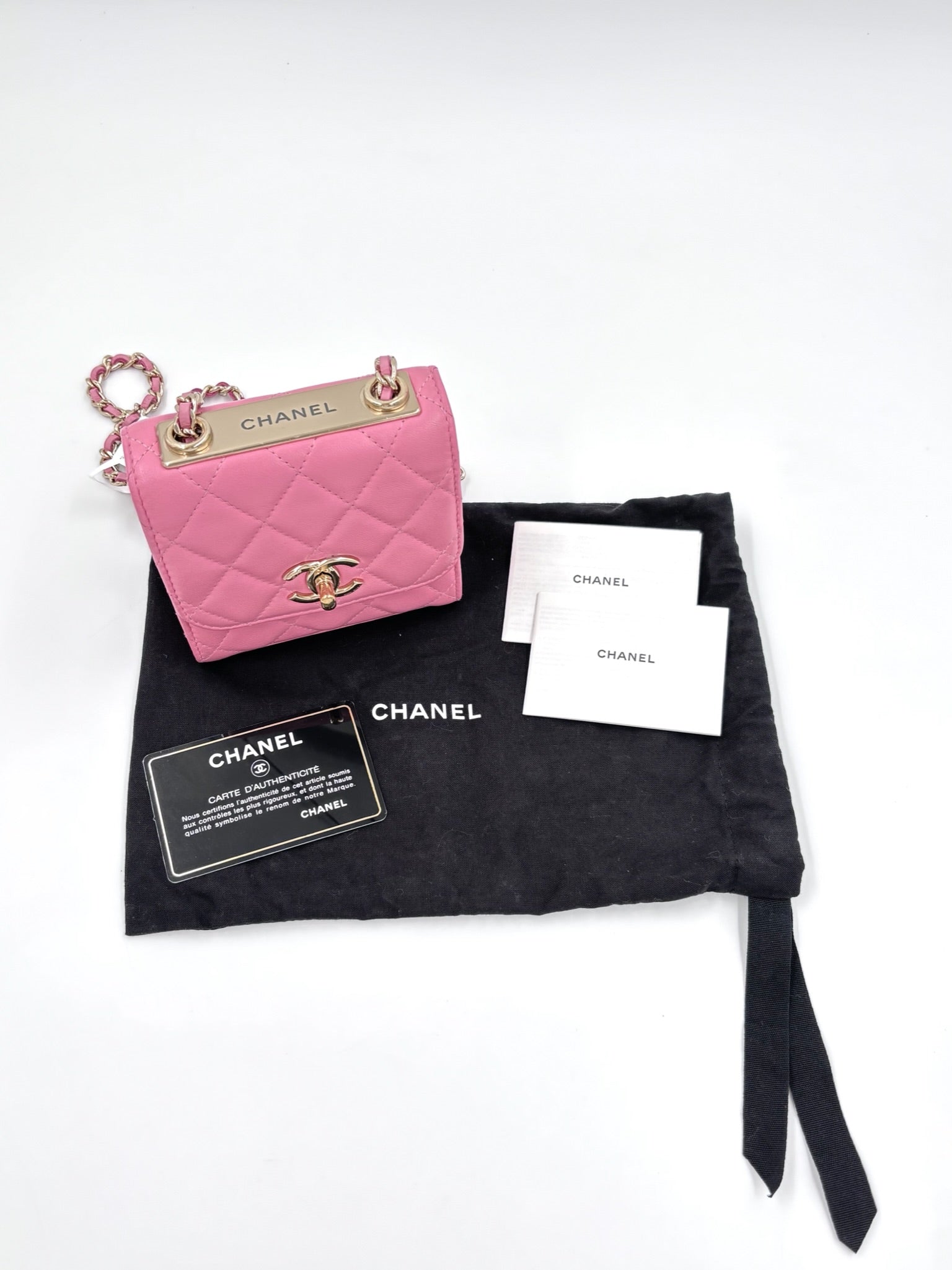 Pre-owned Chanel Pink Lambskin Mini Trendy CC Clutch with Chain - Authenticated