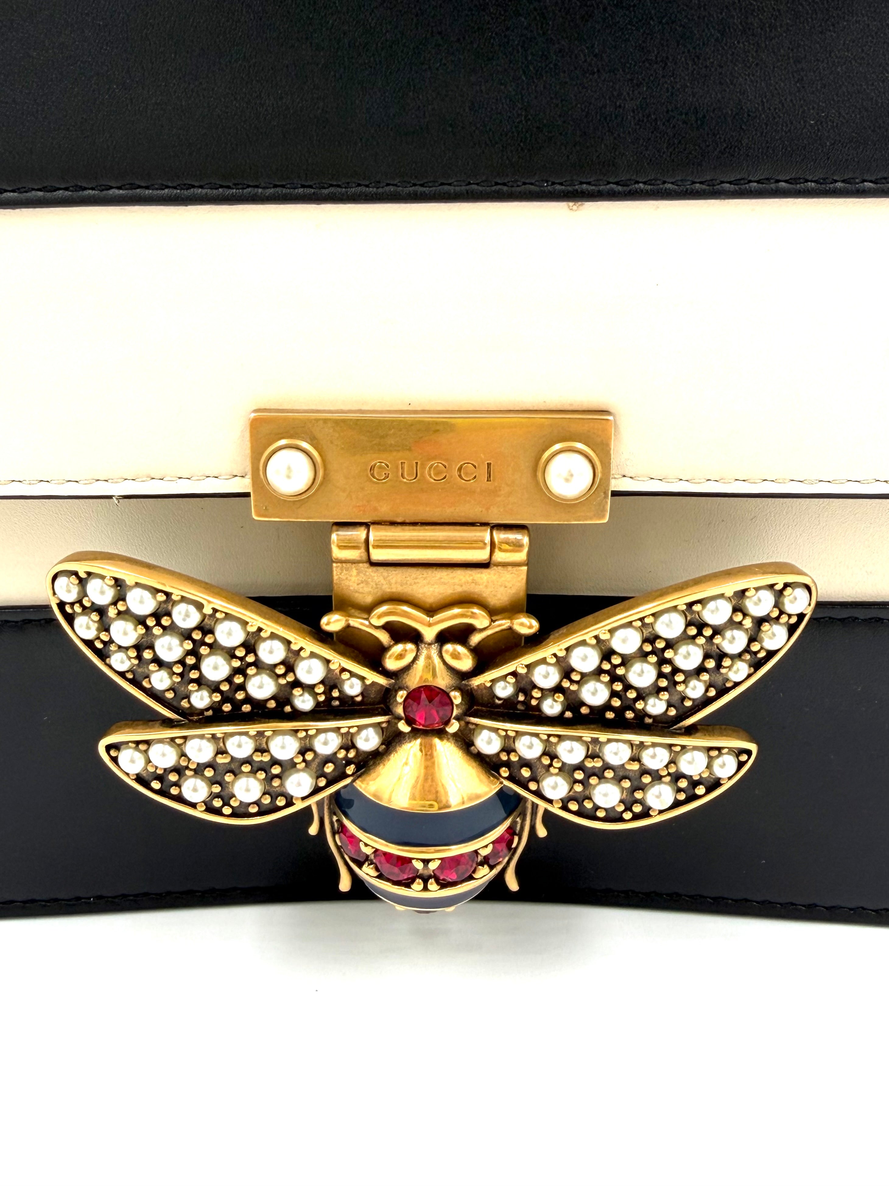 Pre-owned Gucci Calfskin Sylvie Web Queen Margaret Bag - Authenticated