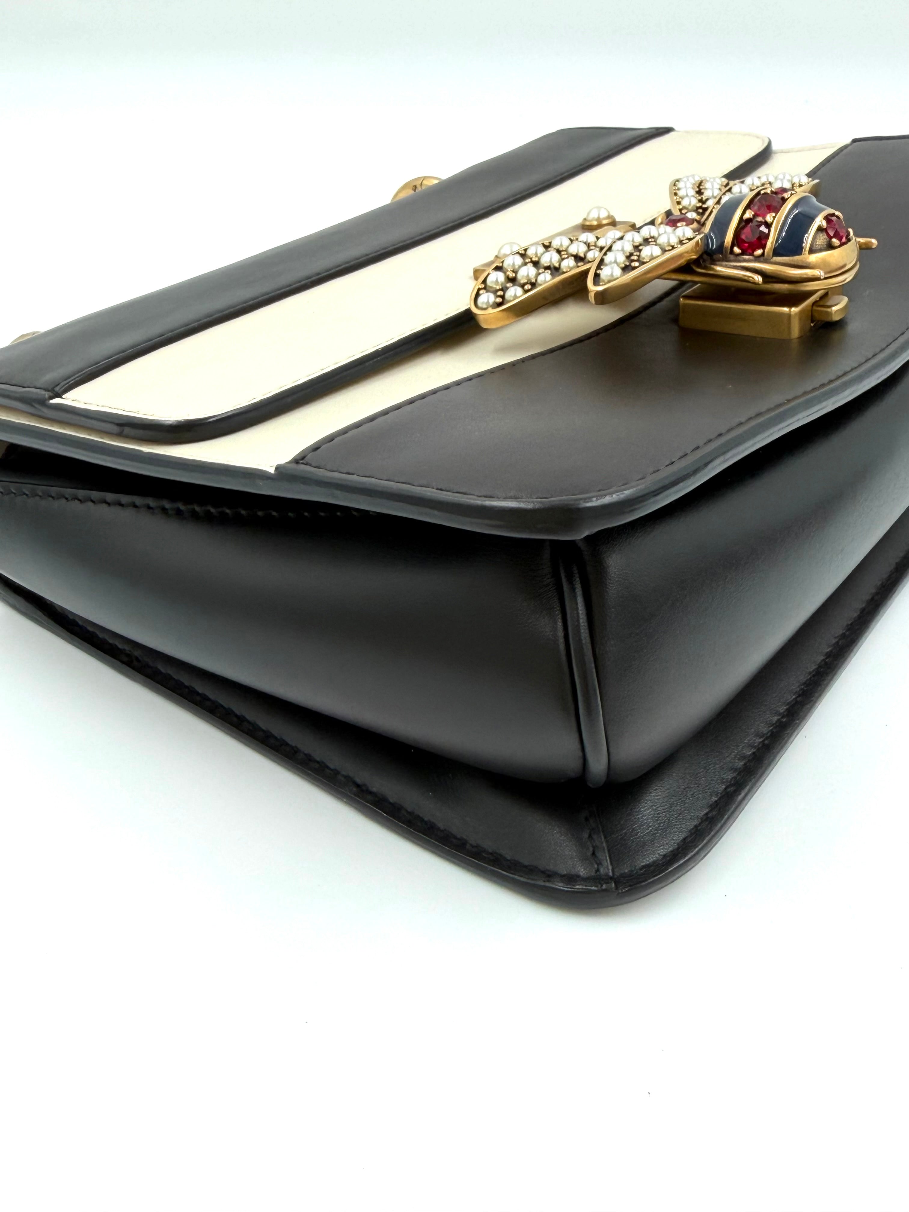 Pre-owned Gucci Calfskin Sylvie Web Queen Margaret Bag - Authenticated