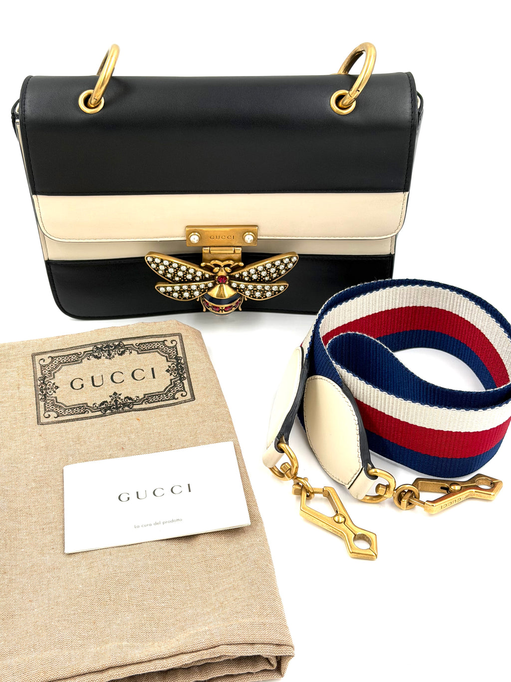 Pre-owned Gucci Calfskin Sylvie Web Queen Margaret Bag - Authenticated
