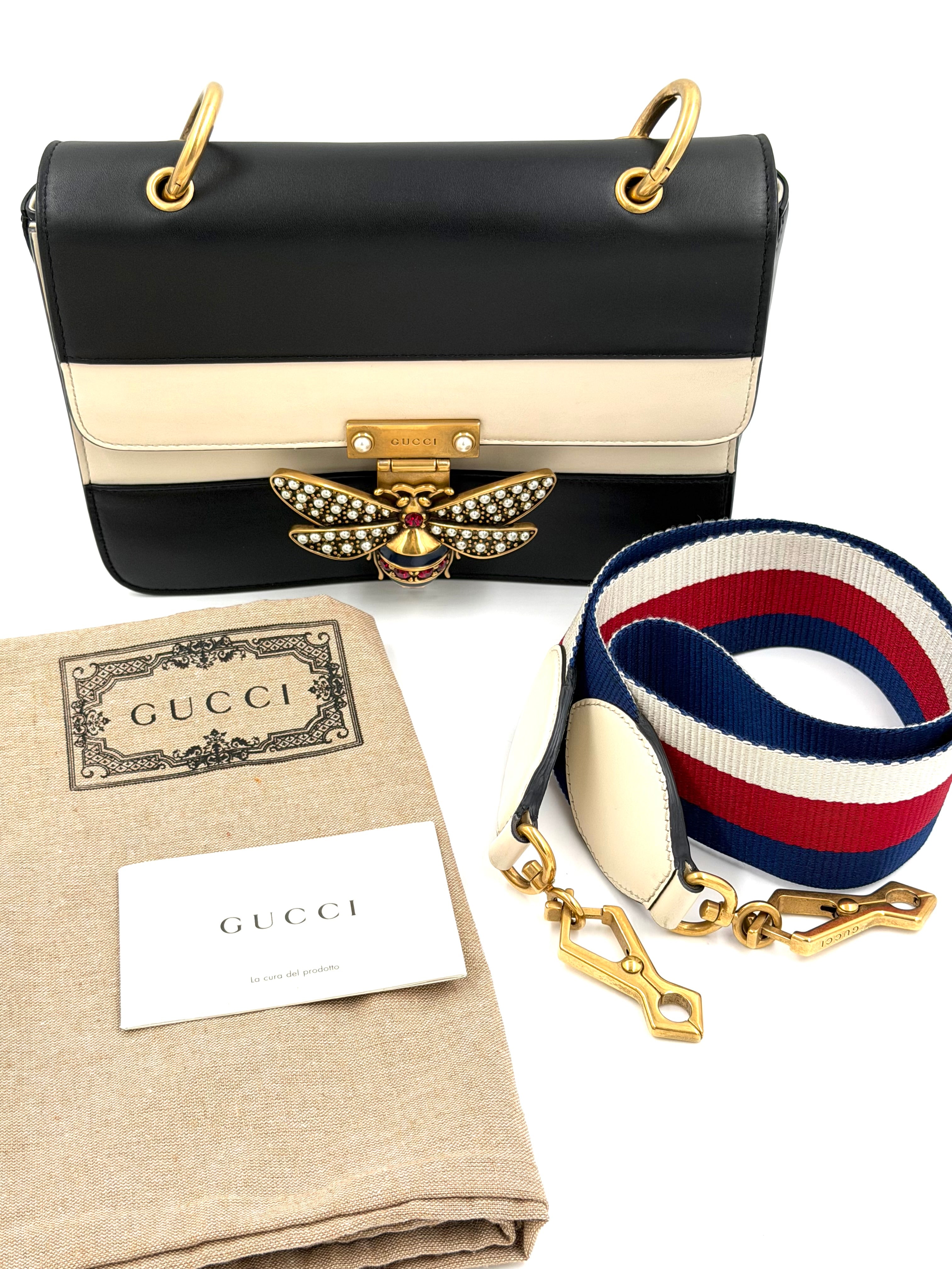 Pre-owned Gucci Calfskin Sylvie Web Queen Margaret Bag - Authenticated