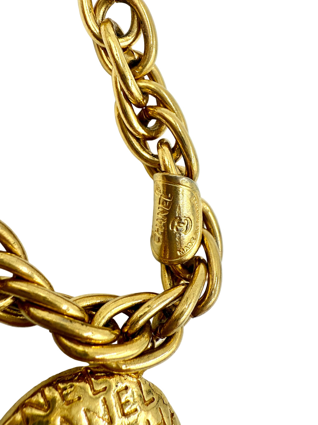 Pre-Owned Chanel Vintage Reversible Logo Mademoiselle Medallion Charm Necklace - Authenticated
