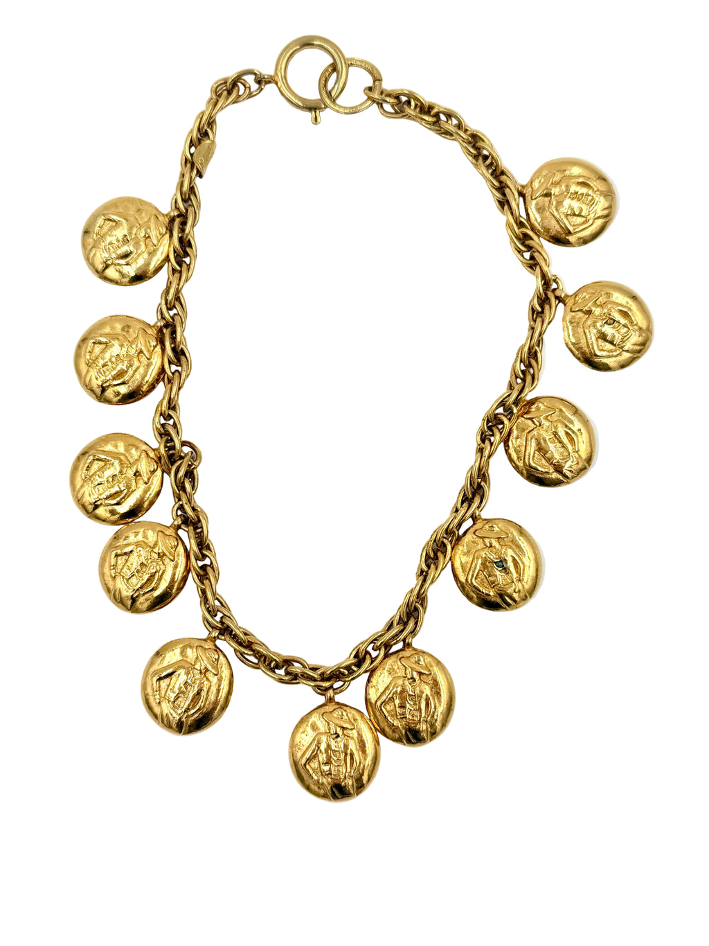 Pre-Owned Chanel Vintage Reversible Logo Mademoiselle Medallion Charm Necklace - Authenticated