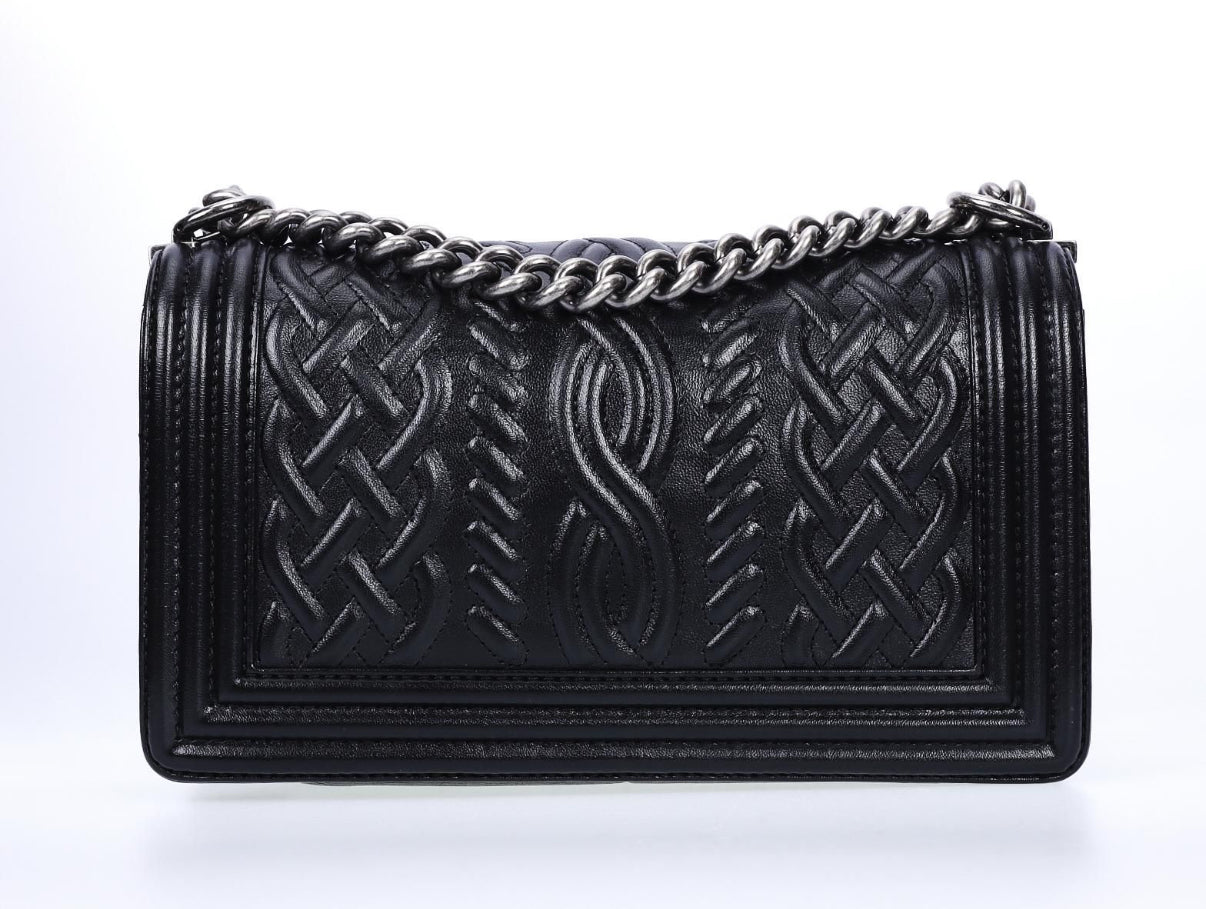 Pre-Owned Chanel Paris-Edinburgh Celtic Knot Black Boy Bag Black - Authenticated
