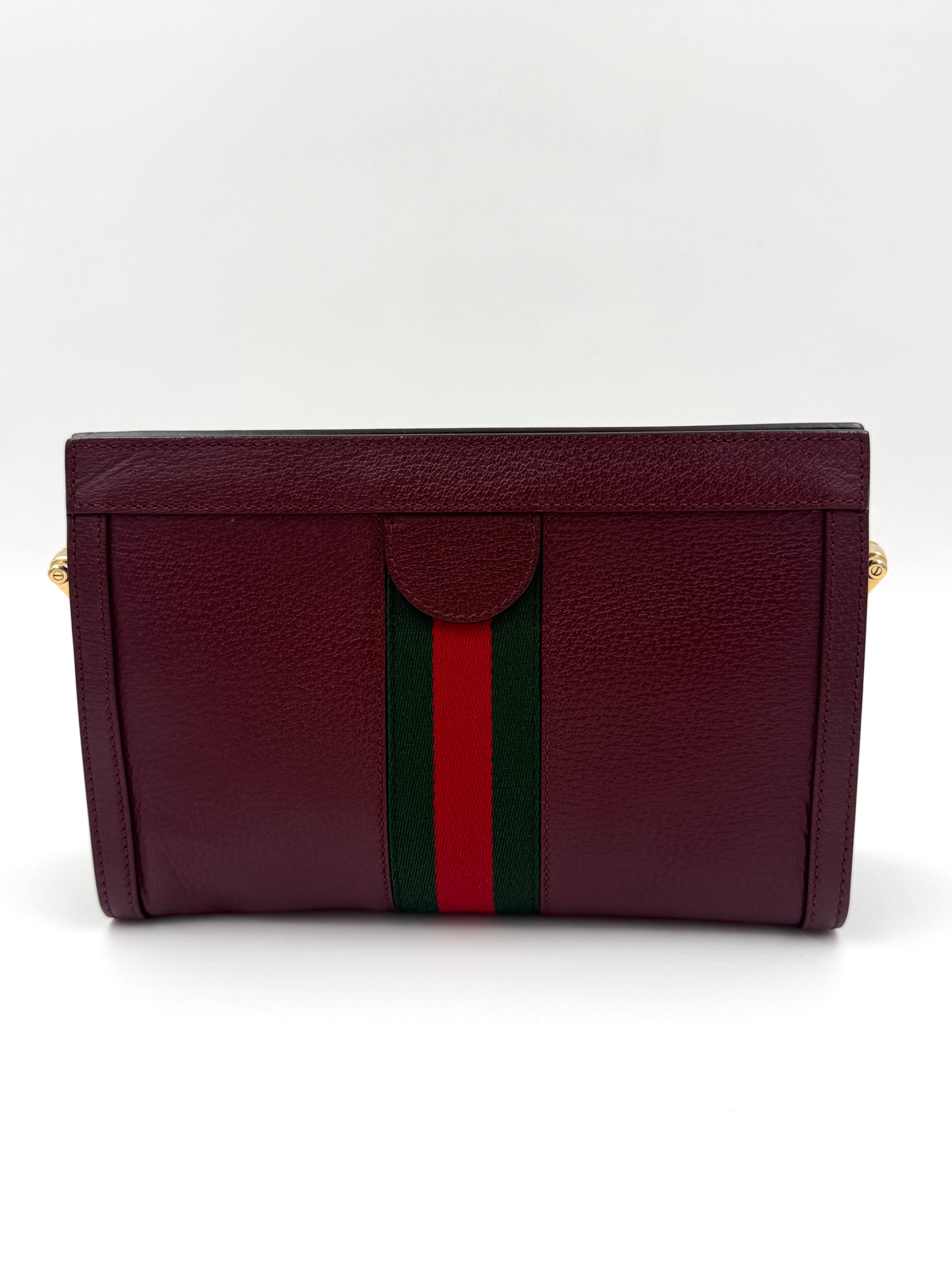 Pre-Owned Gucci Ophidia Burgundy Leather Small Shoulder Crossbody Bag - Authenticated