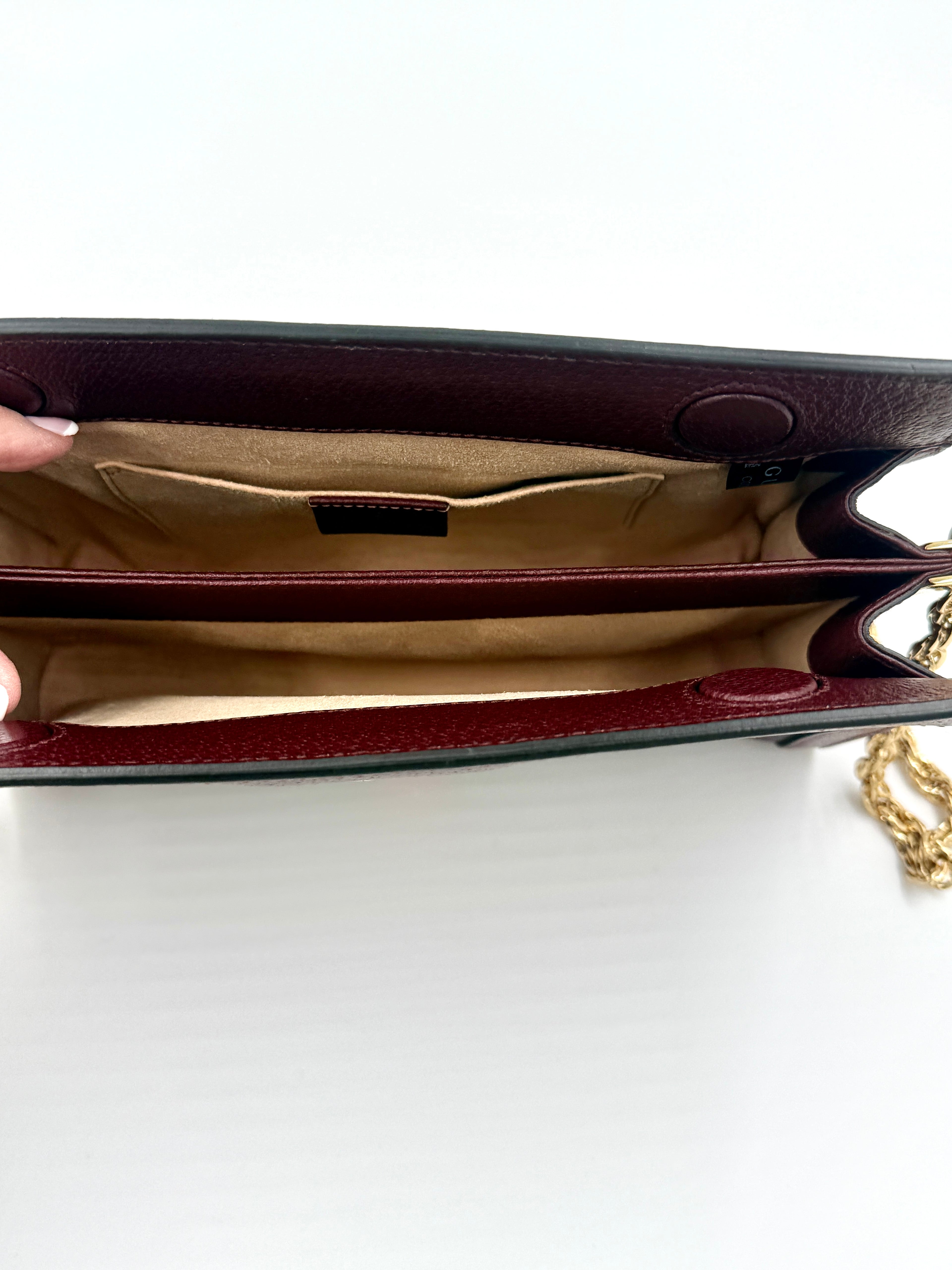Pre-Owned Gucci Ophidia Burgundy Leather Small Shoulder Crossbody Bag - Authenticated