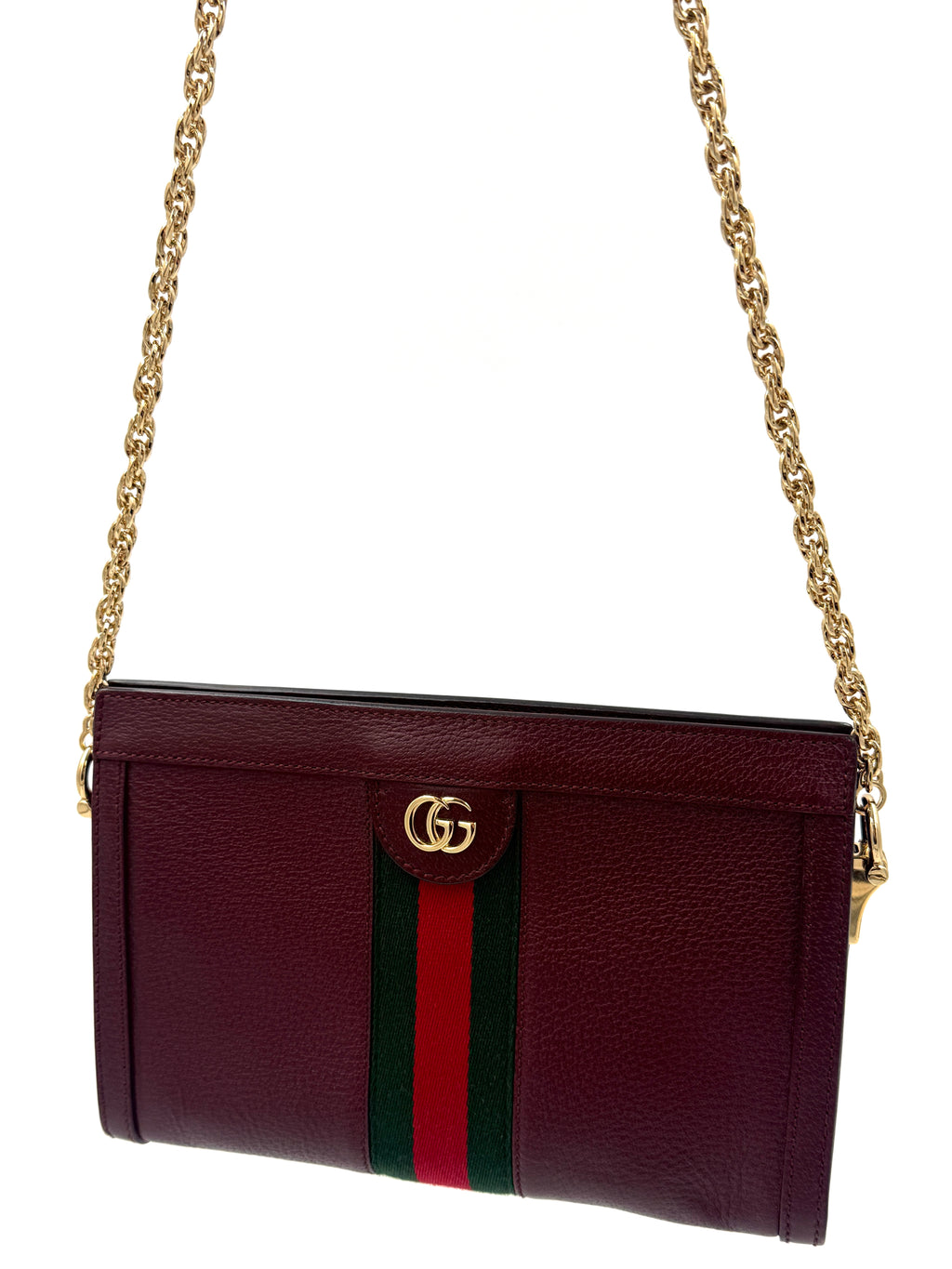 Pre-Owned Gucci Ophidia Burgundy Leather Small Shoulder Crossbody Bag - Authenticated
