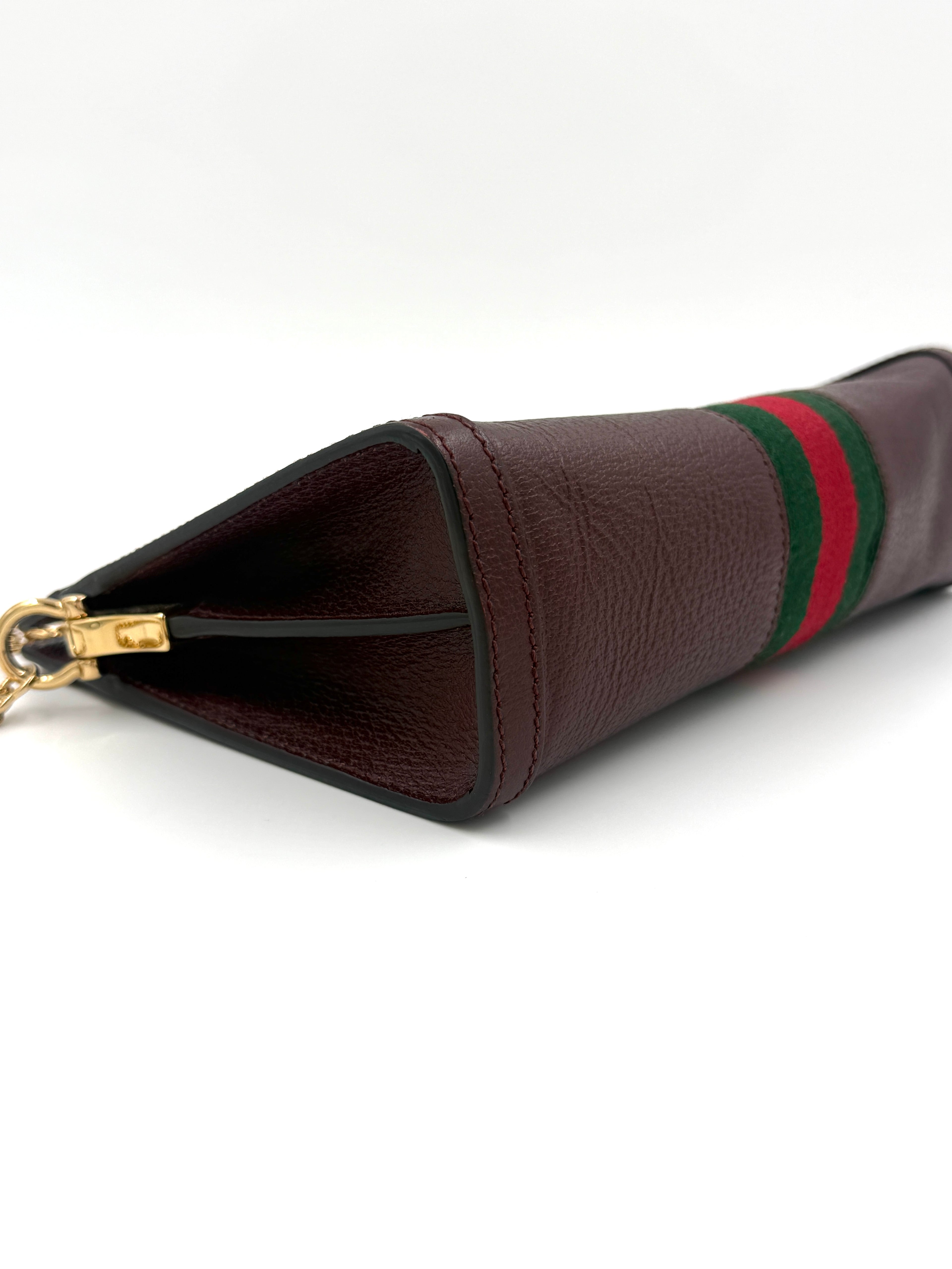 Pre-Owned Gucci Ophidia Burgundy Leather Small Shoulder Crossbody Bag - Authenticated