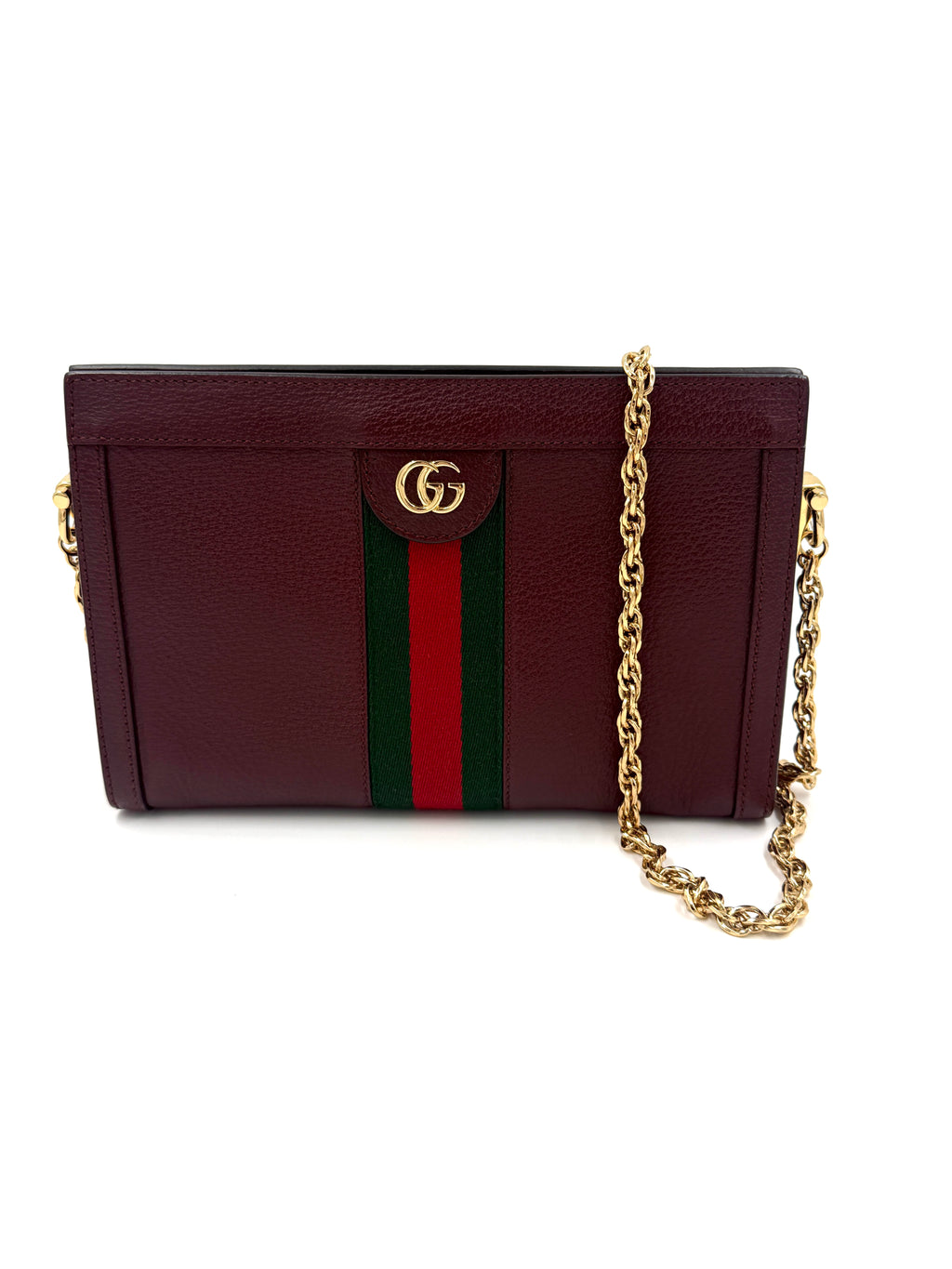 Pre-Owned Gucci Ophidia Burgundy Leather Small Shoulder Crossbody Bag - Authenticated