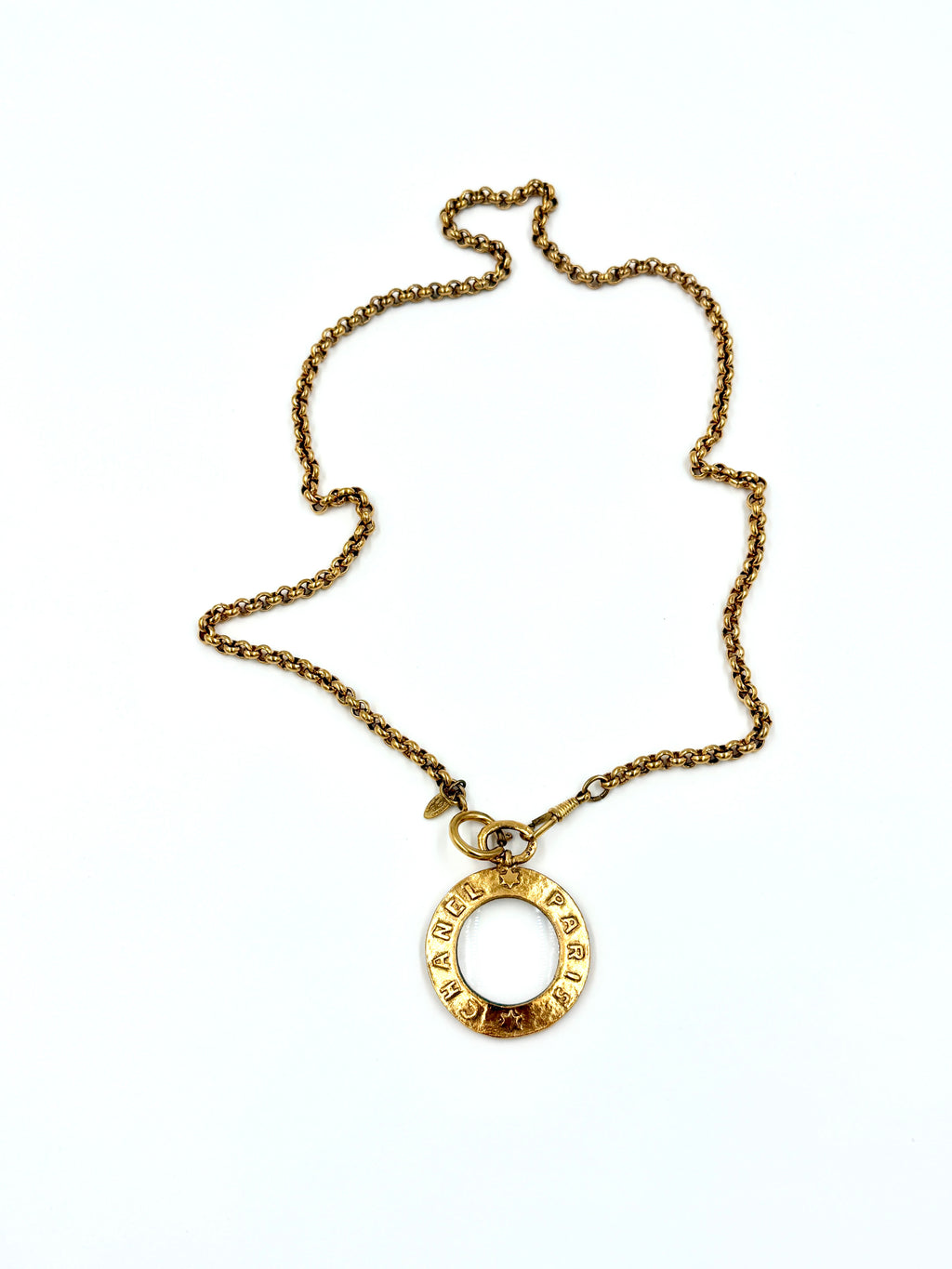 Pre-Owned Chanel Monocle Necklace 24k Gold Plated - Authenticated