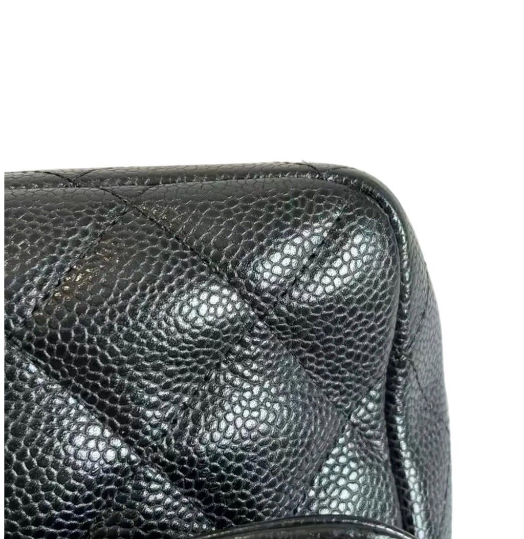 Pre-owned Chanel Black Caviar Single Flap Jumbo 24k Gold Plated Hardware - Authenticated