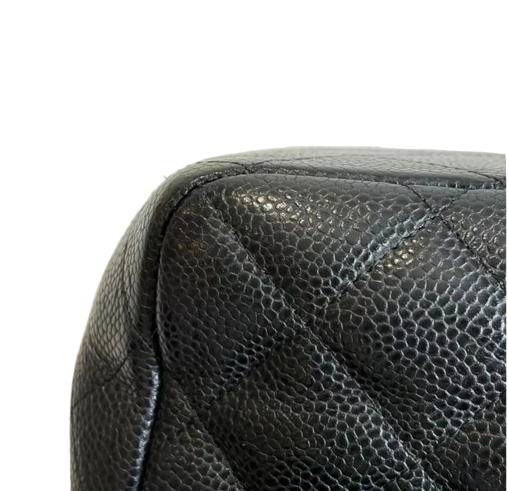 Pre-owned Chanel Black Caviar Single Flap Jumbo 24k Gold Plated Hardware - Authenticated