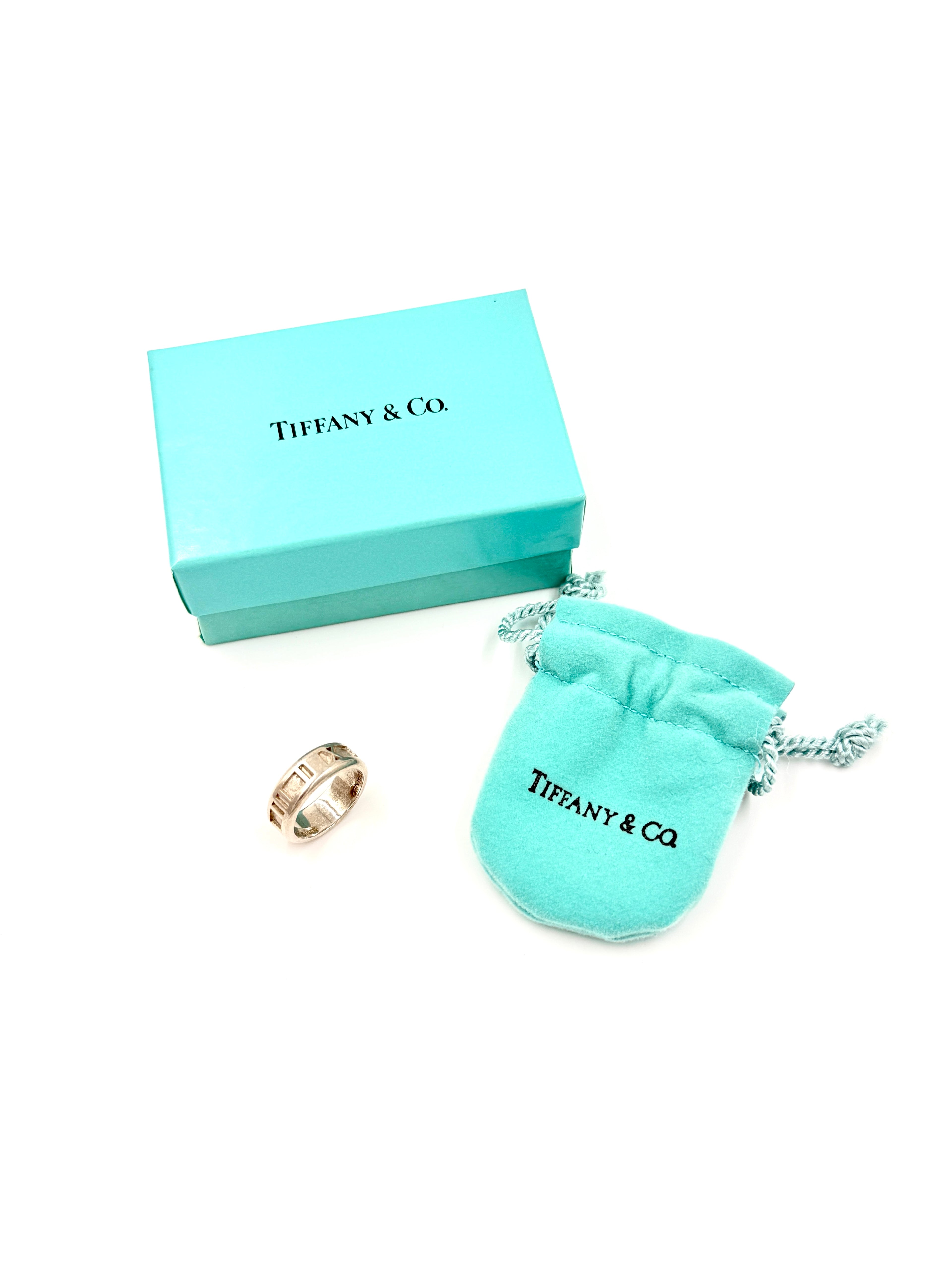Pre-Owned Tiffany & Co Atlas Roman Numeral 1995 Ring Sterling Silver sz 5.5 - Authenticated