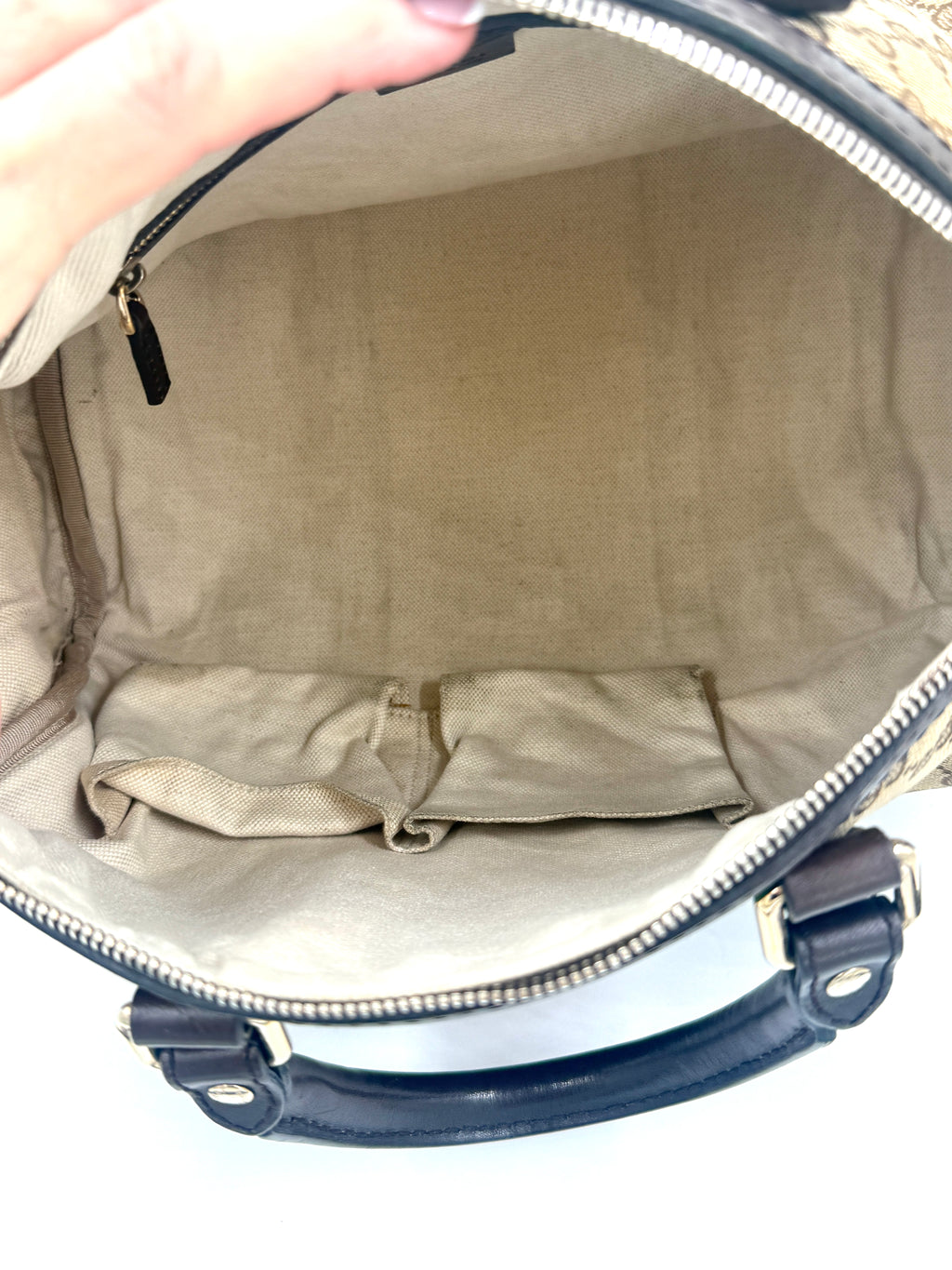 Pre-Owned Gucci Brown/Beige GG Canvas Medium Vintage Web Boston Bag - Authenticated