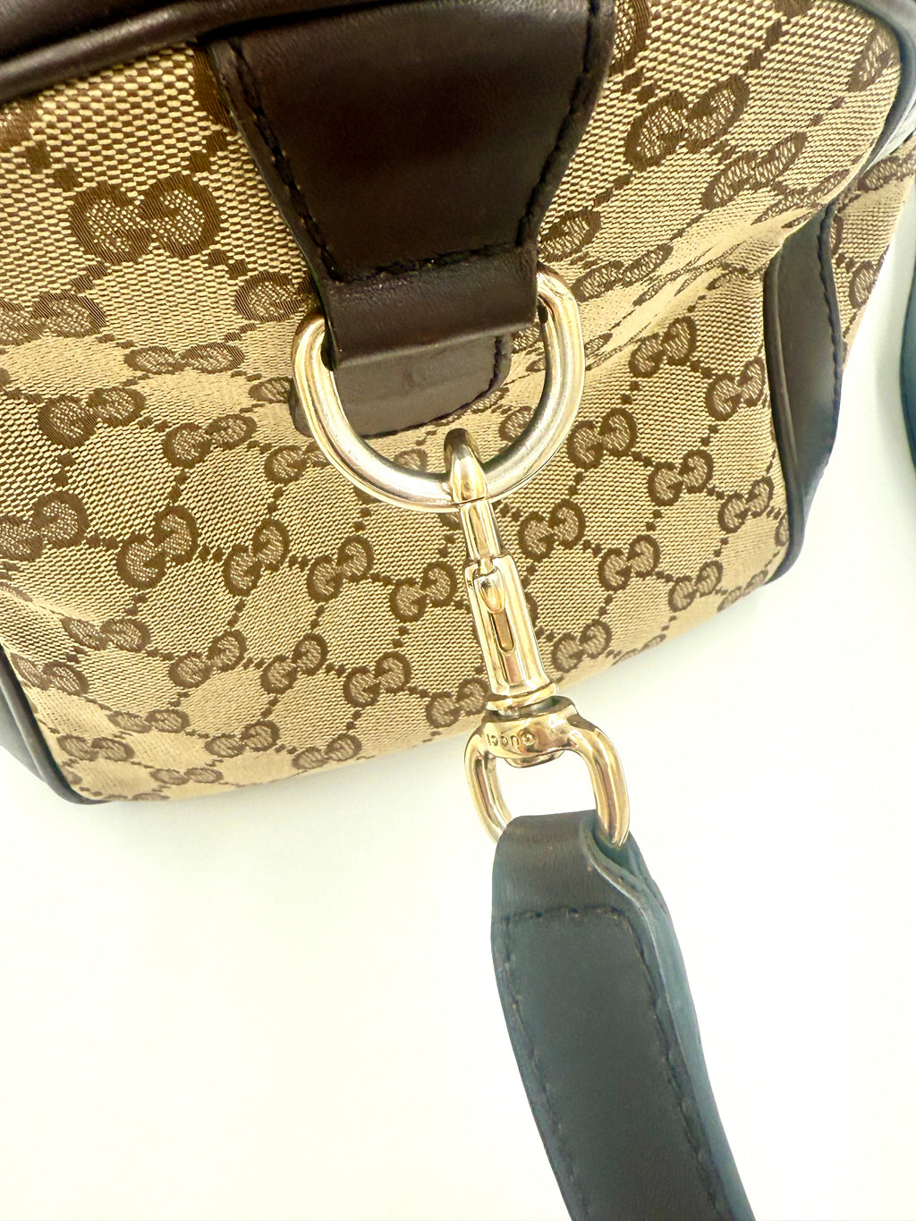 Pre-Owned Gucci Brown/Beige GG Canvas Medium Vintage Web Boston Bag - Authenticated