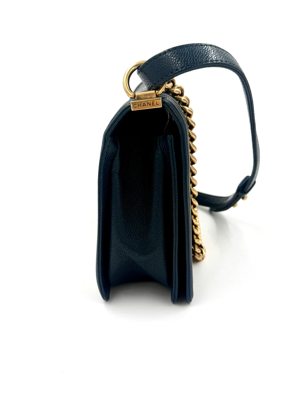 Pre-Owned Chanel Boy Bag New Medium Navy Caviar - Authenticated