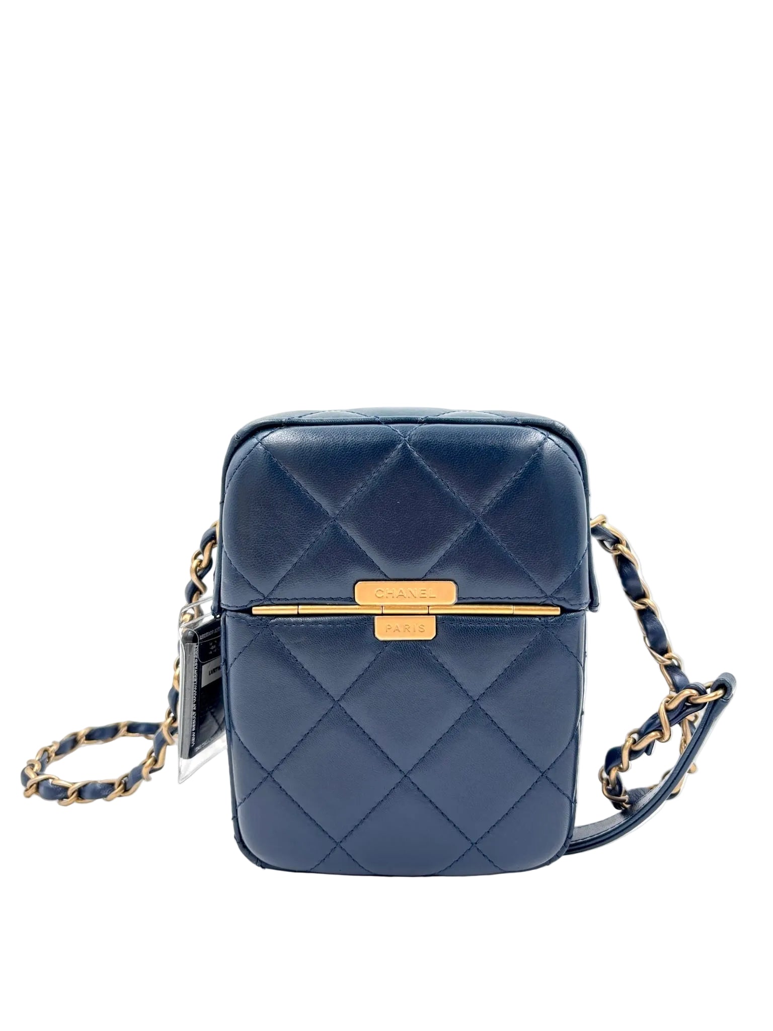 Pre-owned Chanel Diamond Lock CC Phone Holder Crossbody Bag Quilted Lambskin Mini - Authenticated